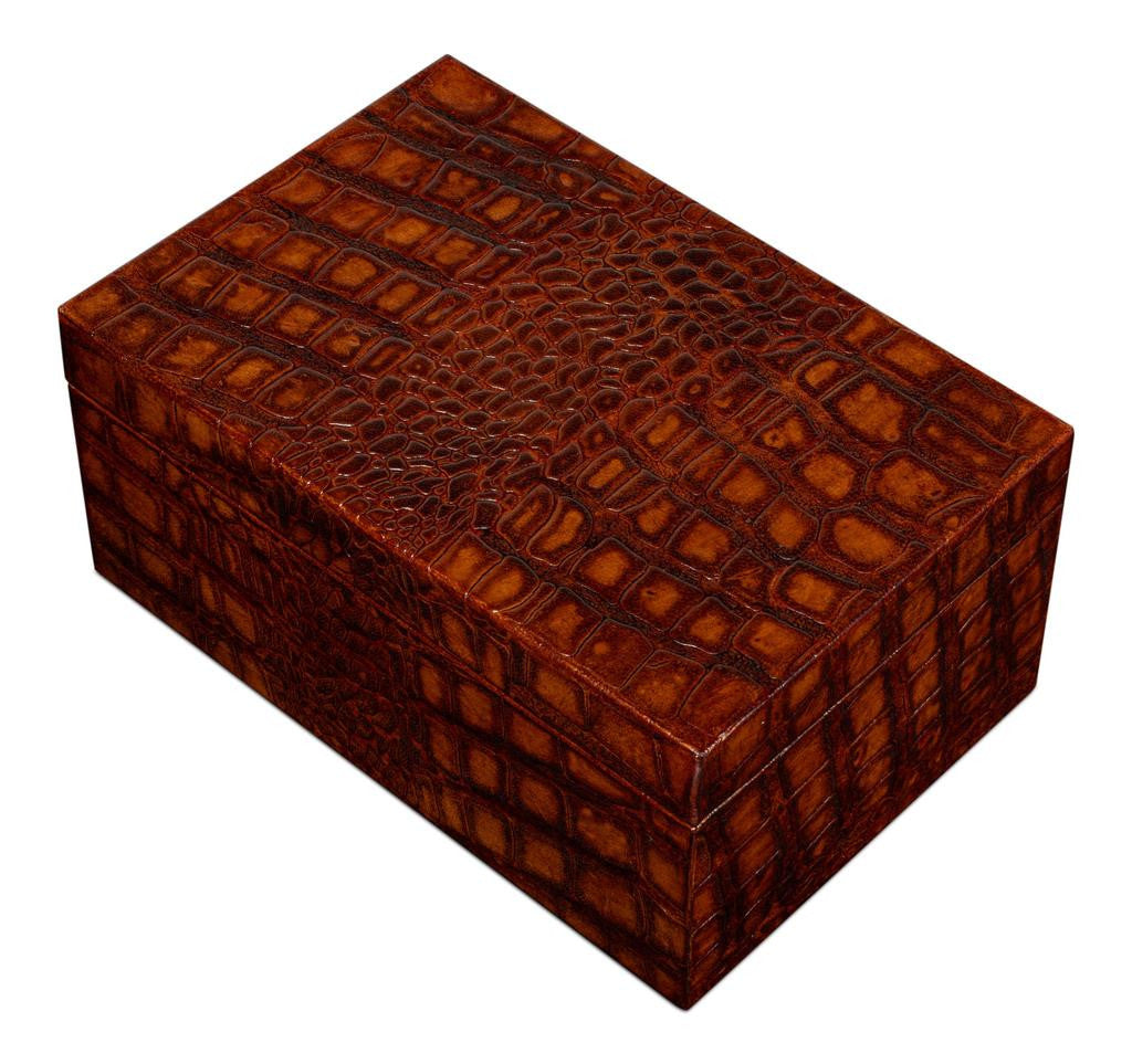 Candece Brown Leather Box (Set of 2) - Ornate Home
