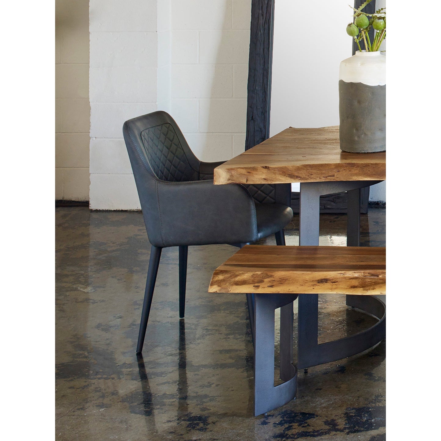 Cantata Slate Vegan Leather Dining Chair (Set of 2) - Ornate Home