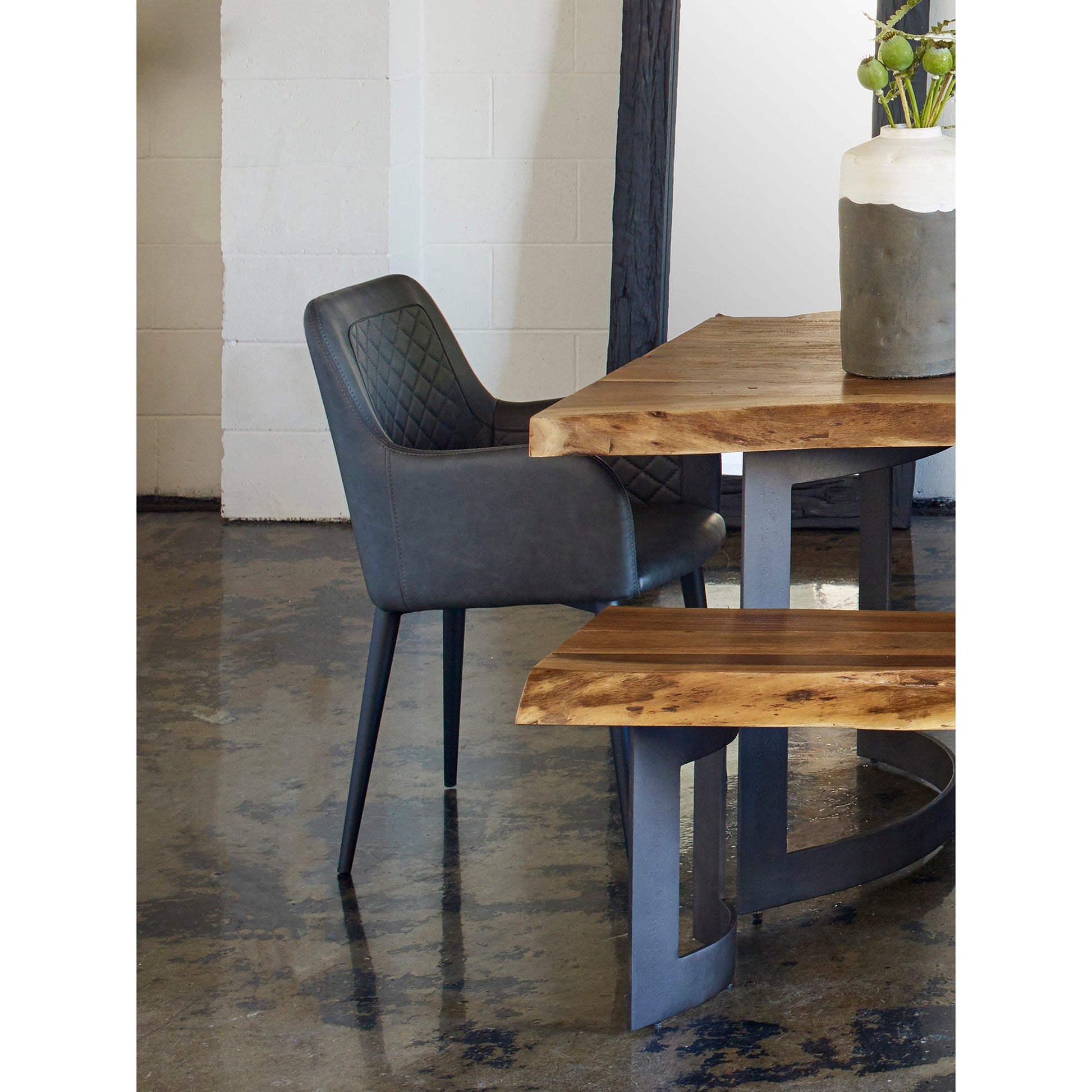 Cantata Slate Vegan Leather Dining Chair (Set of 2) - Ornate Home