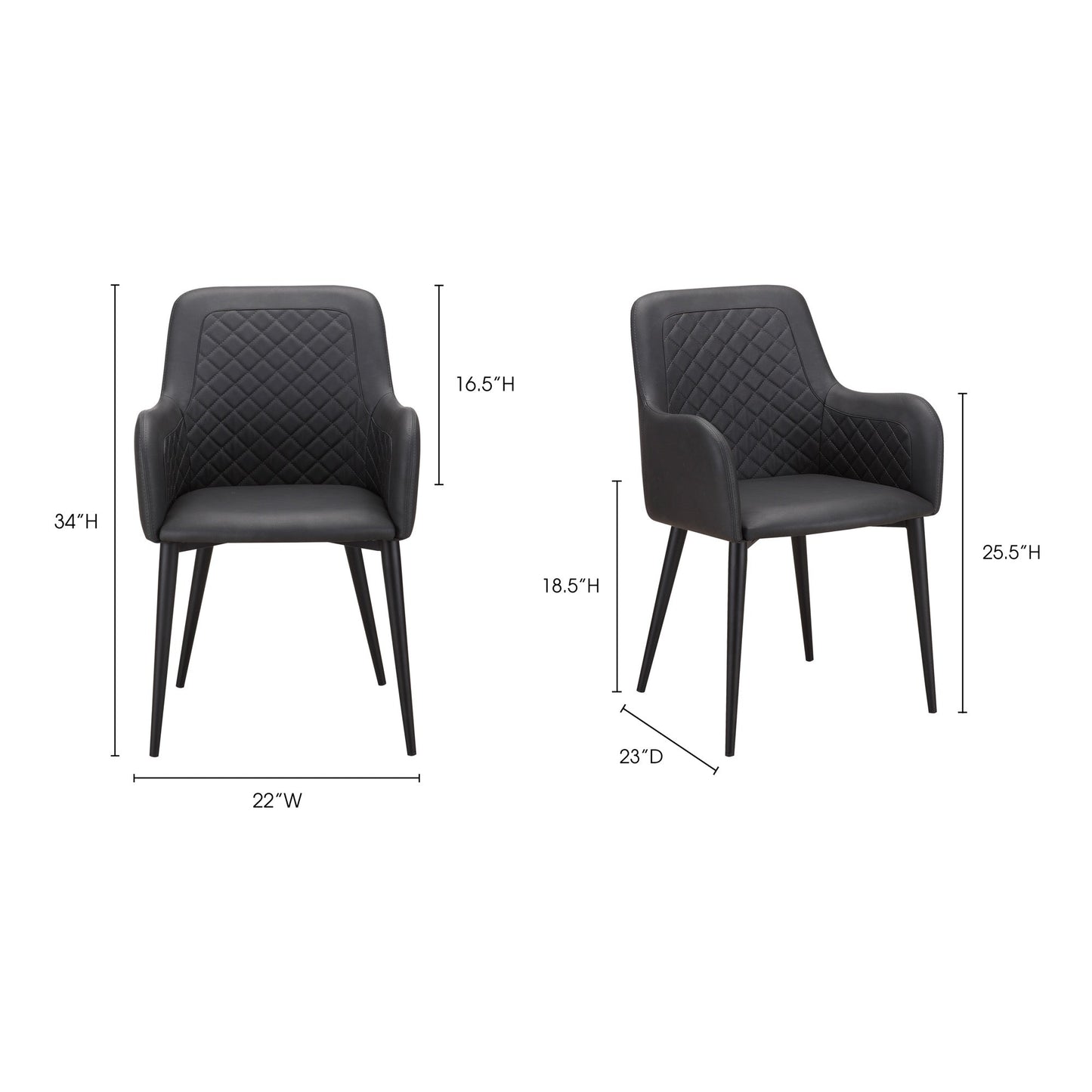 Cantata Slate Vegan Leather Dining Chair (Set of 2) - Ornate Home