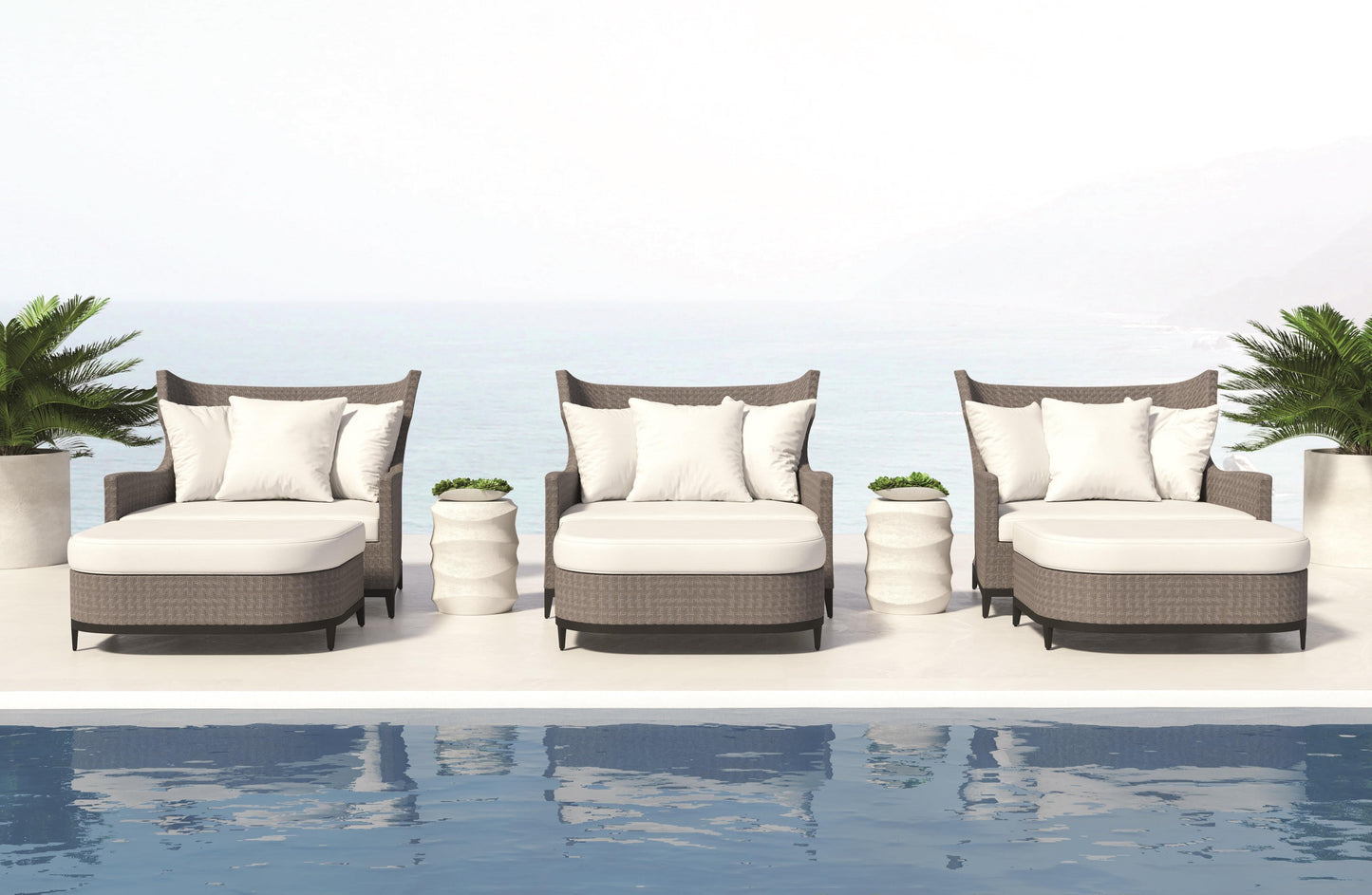 Captiva Pewter Grey/White/Cream Outdoor Chair 1/2 - Ornate Home