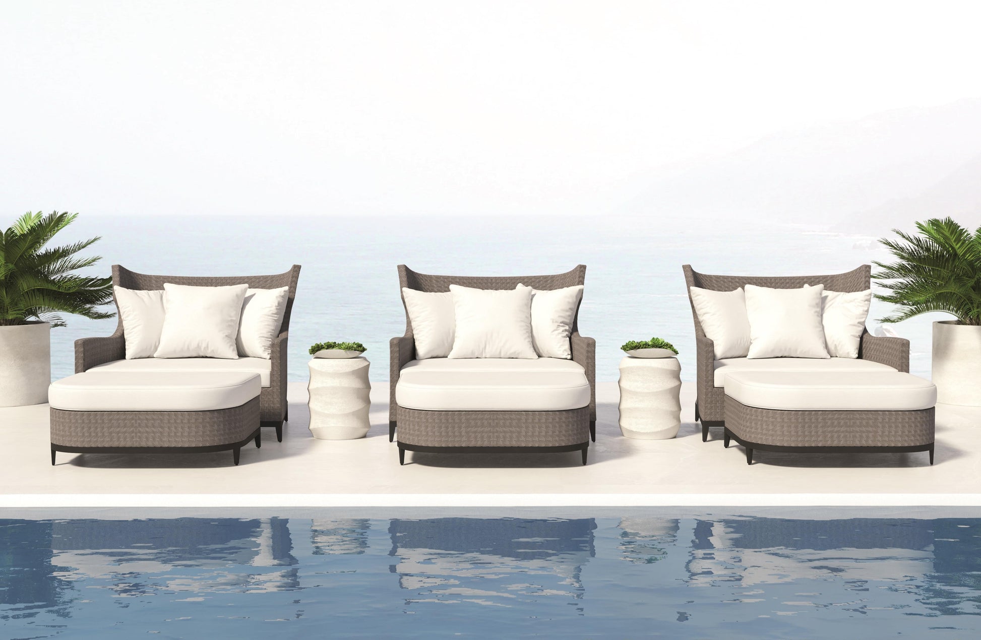 Captiva Pewter Grey/White/Cream Outdoor Chair 1/2 - Ornate Home
