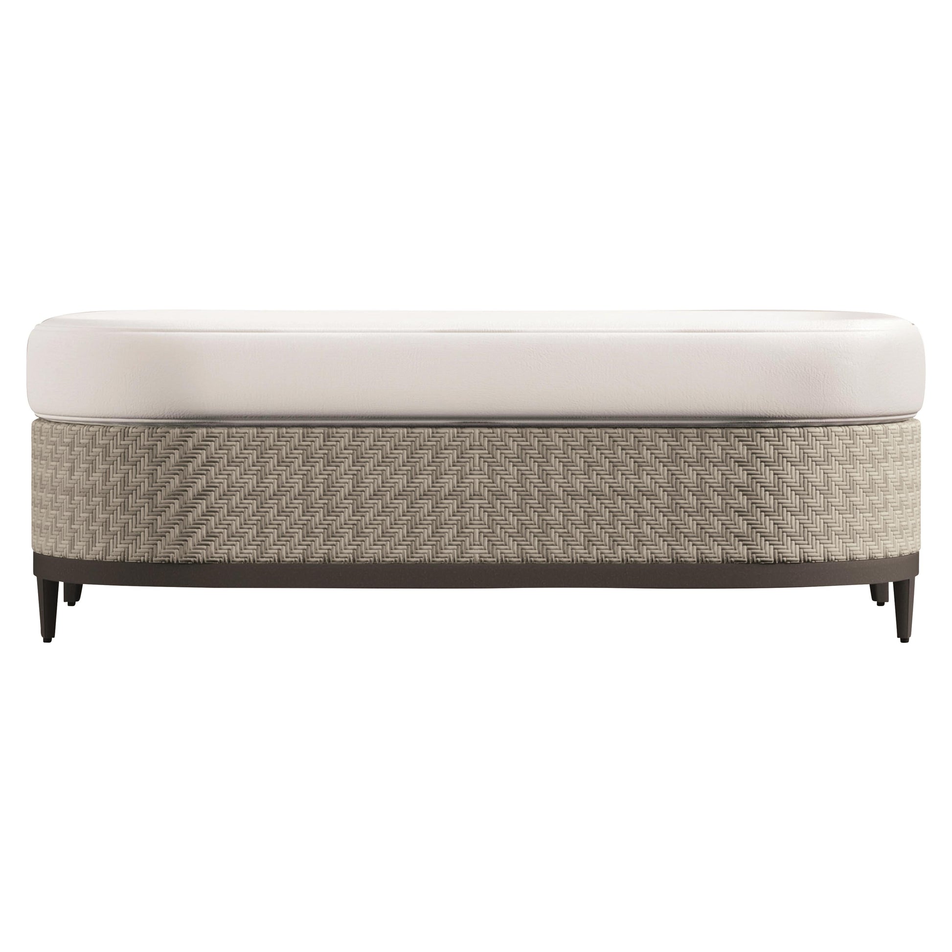 Captiva Pewter Grey/White/Cream Outdoor Ottoman - Ornate Home