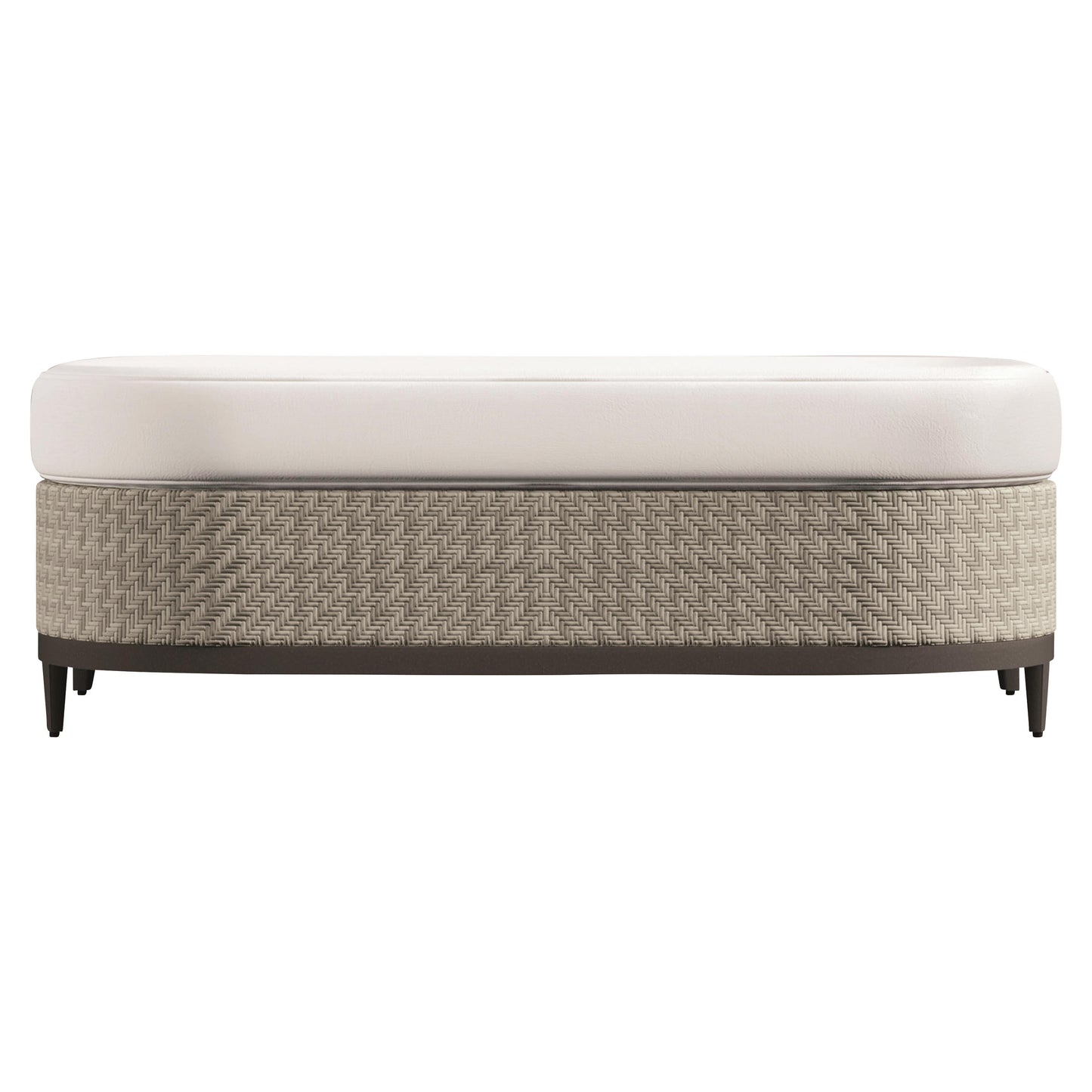 Captiva Pewter Grey/White/Cream Outdoor Ottoman - Ornate Home