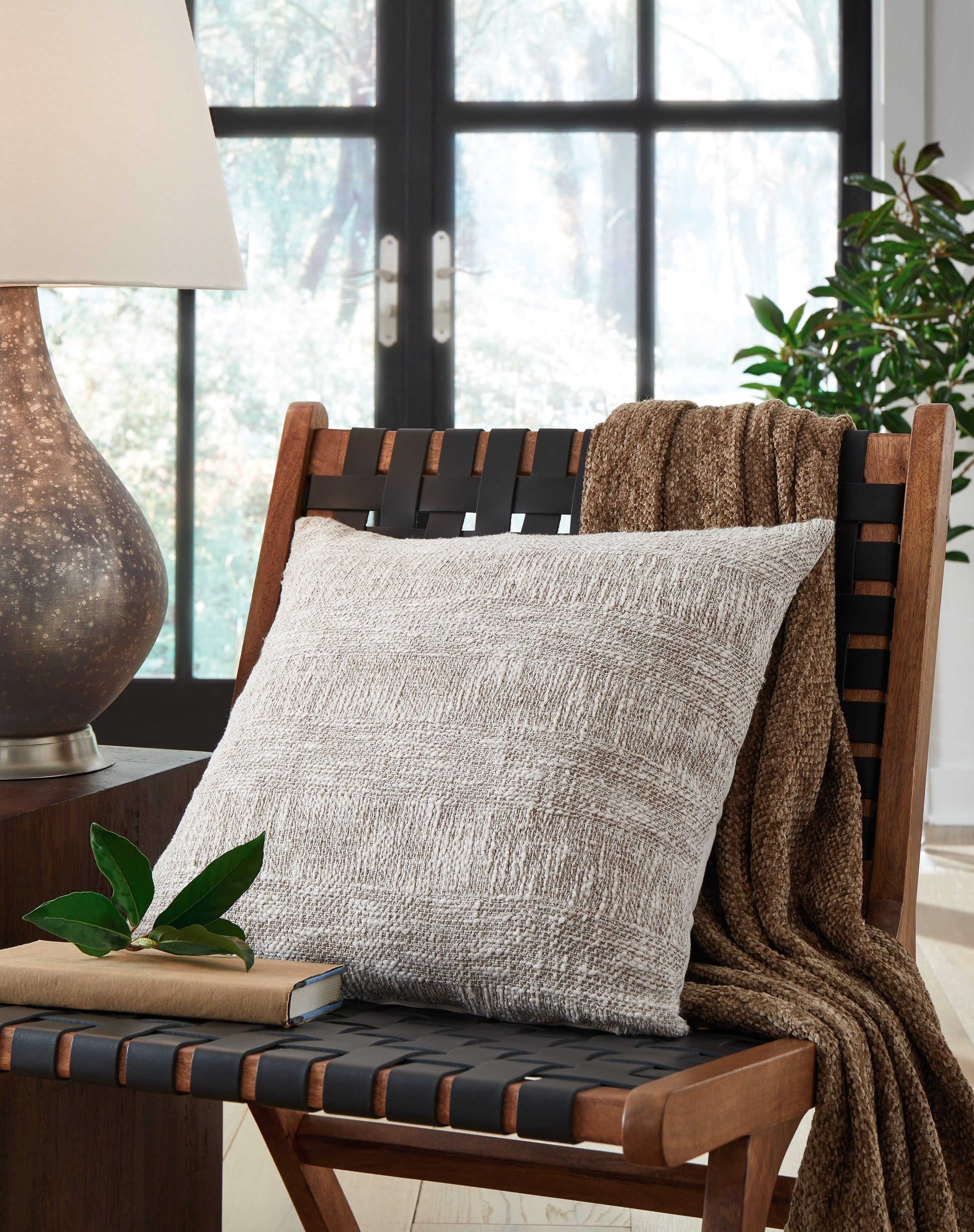 Carddon Brown/White Pillow- Viva Furn
