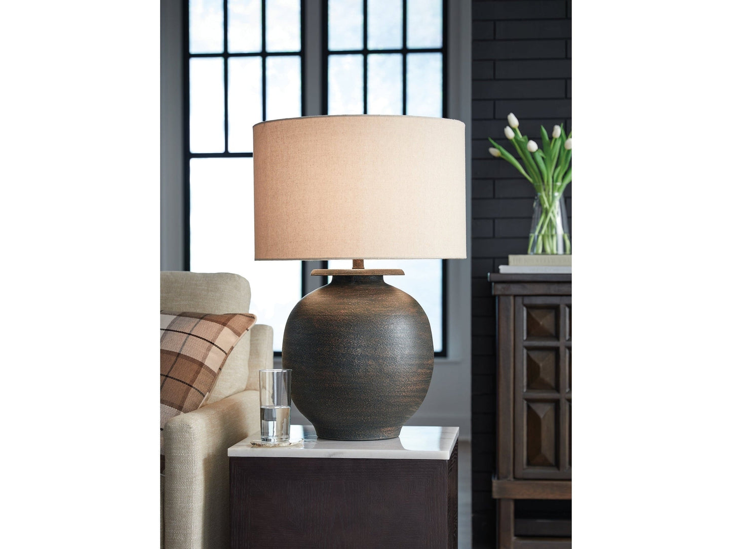 Carlenbury Antique Brown Table Lamp- Viva Furn