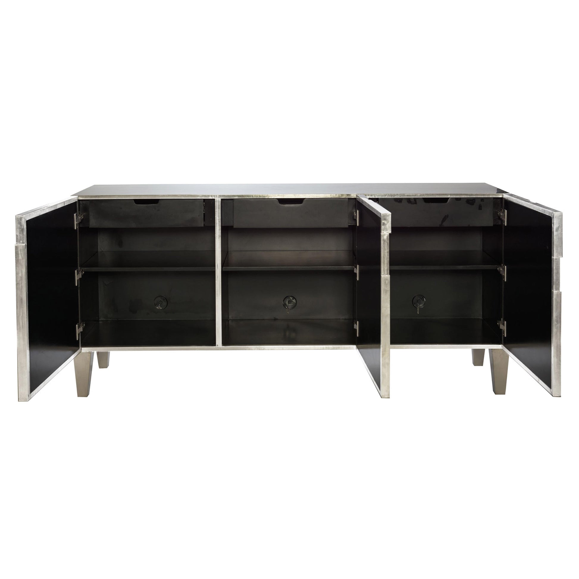 Carleton German Silver Entertainment Credenza - Ornate Home