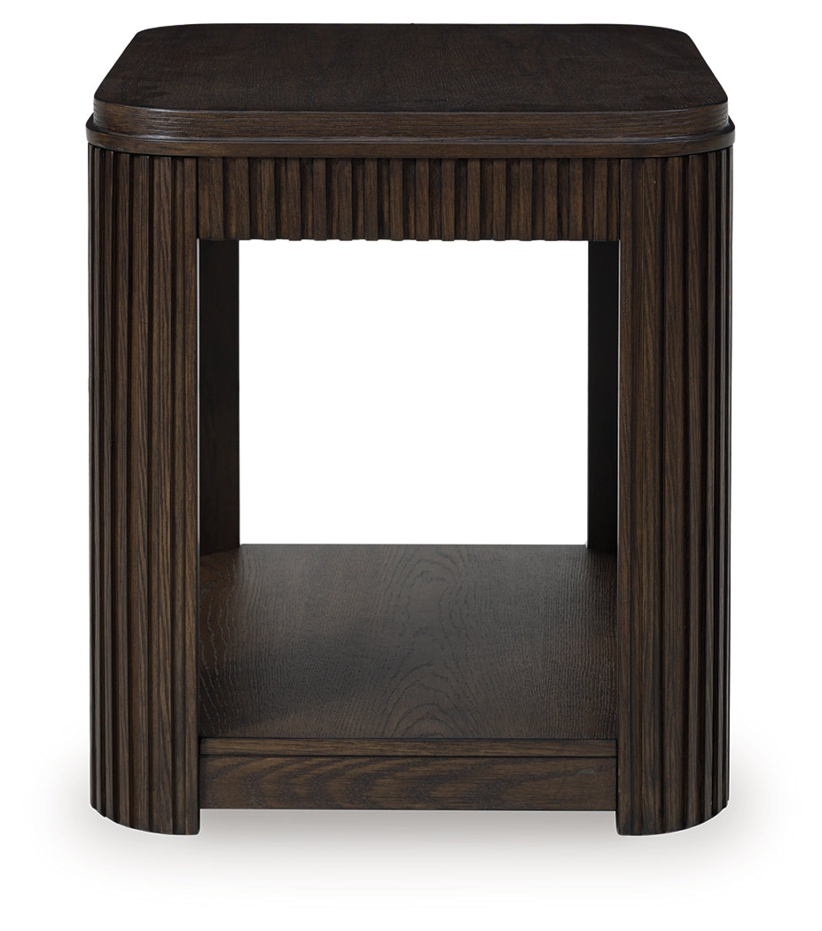 Carlibrie Warm Brown Rectangular End Table- Viva Furn