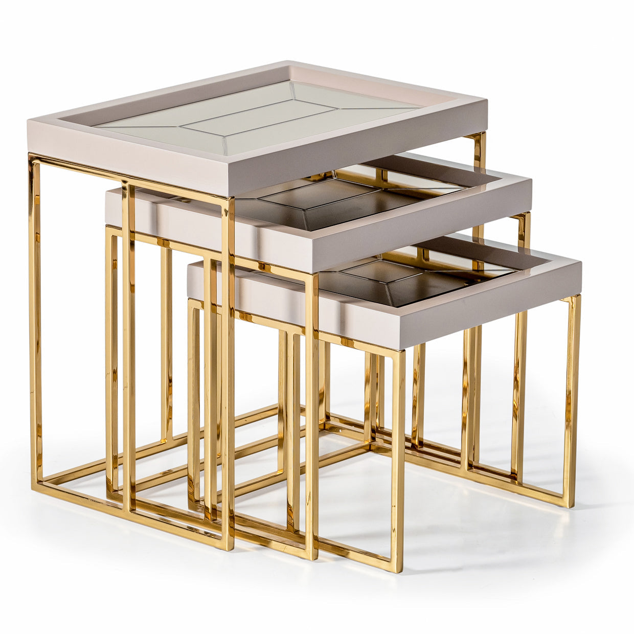 Carmela Shimmer Ivory Nesting Tables (Set of 3) - Ornate Home