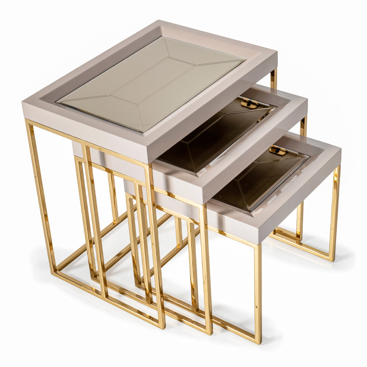 Carmela Shimmer Ivory Nesting Tables (Set of 3) - Ornate Home