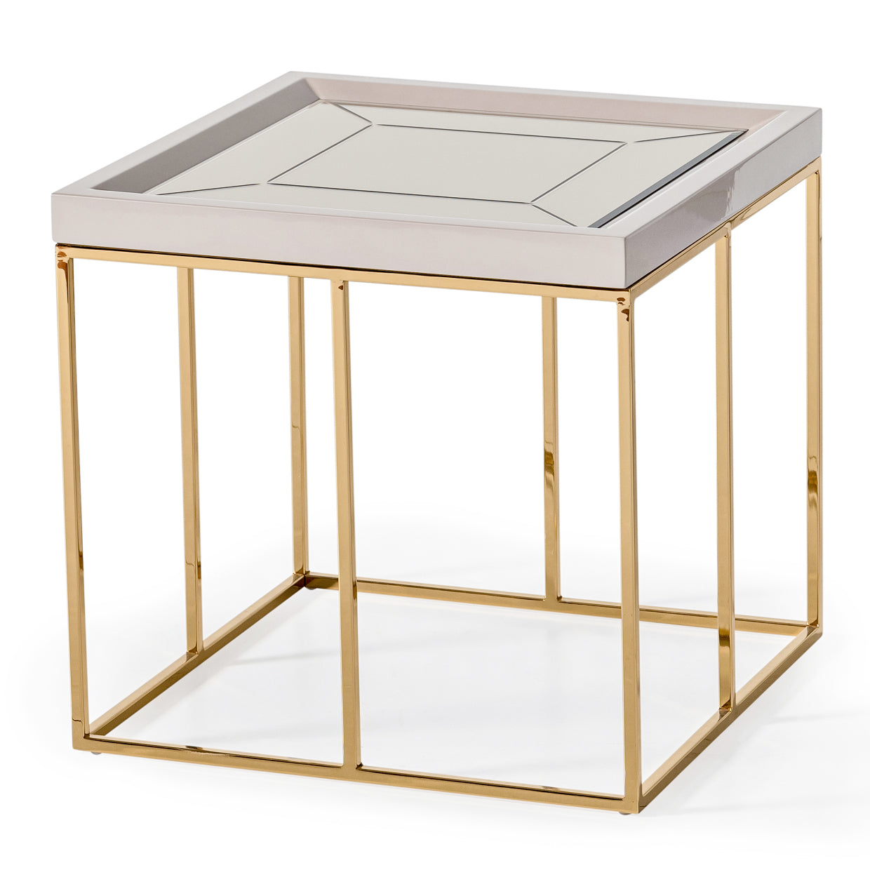 Carmela Shimmer Ivory Side Table - Ornate Home