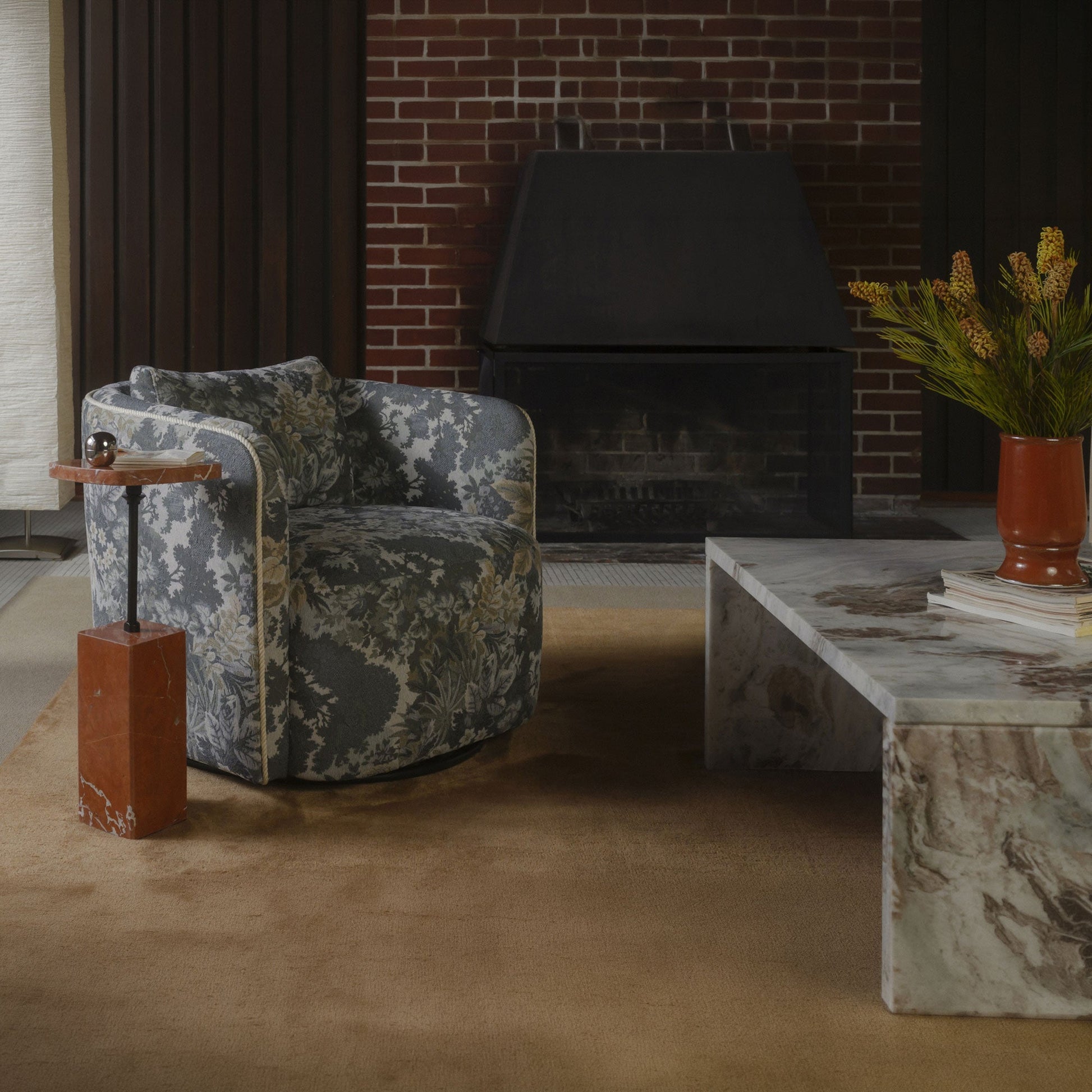 Caro Rosso Alicante Marble Side Table - Ornate Home