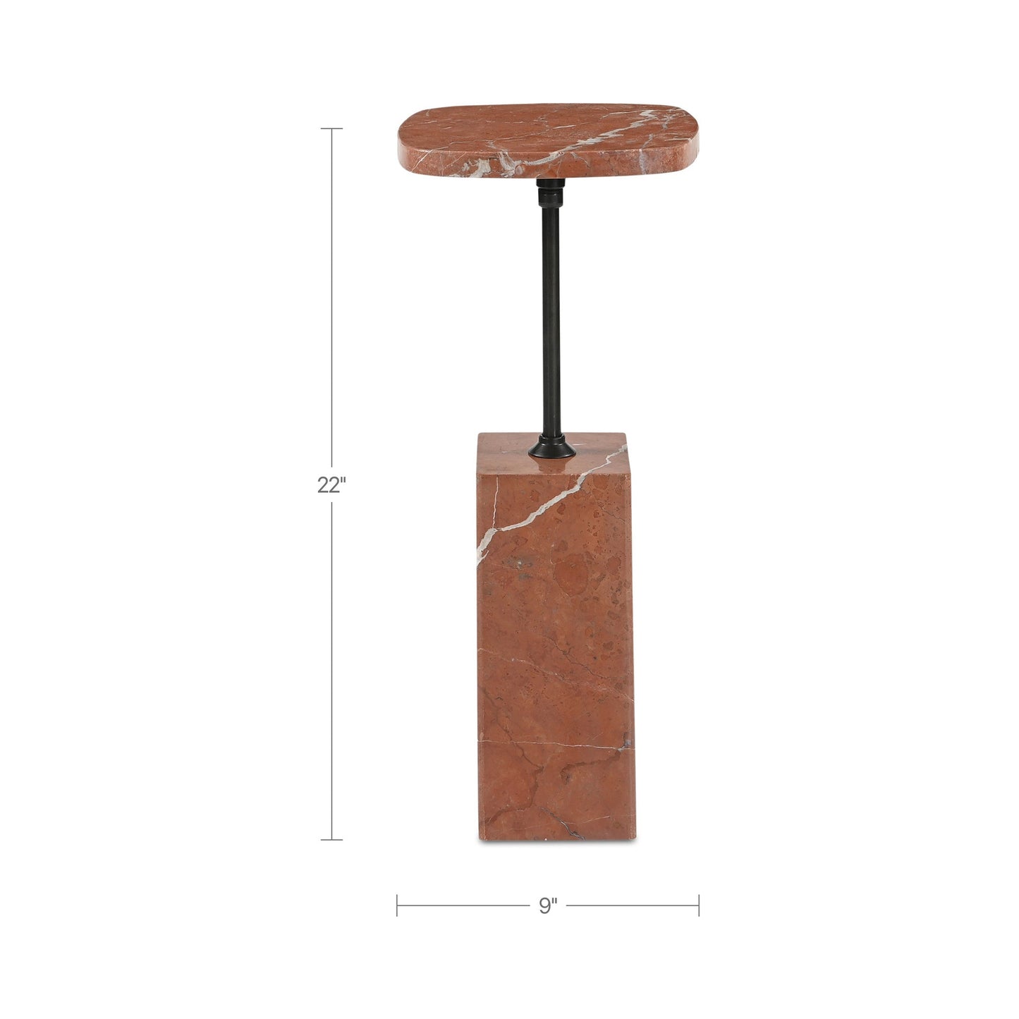 Caro Rosso Alicante Marble Side Table - Ornate Home
