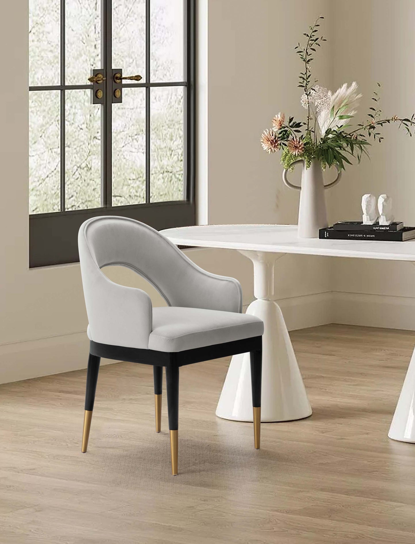 Carrington Dining Armchair in Light Grey - Ornate Home