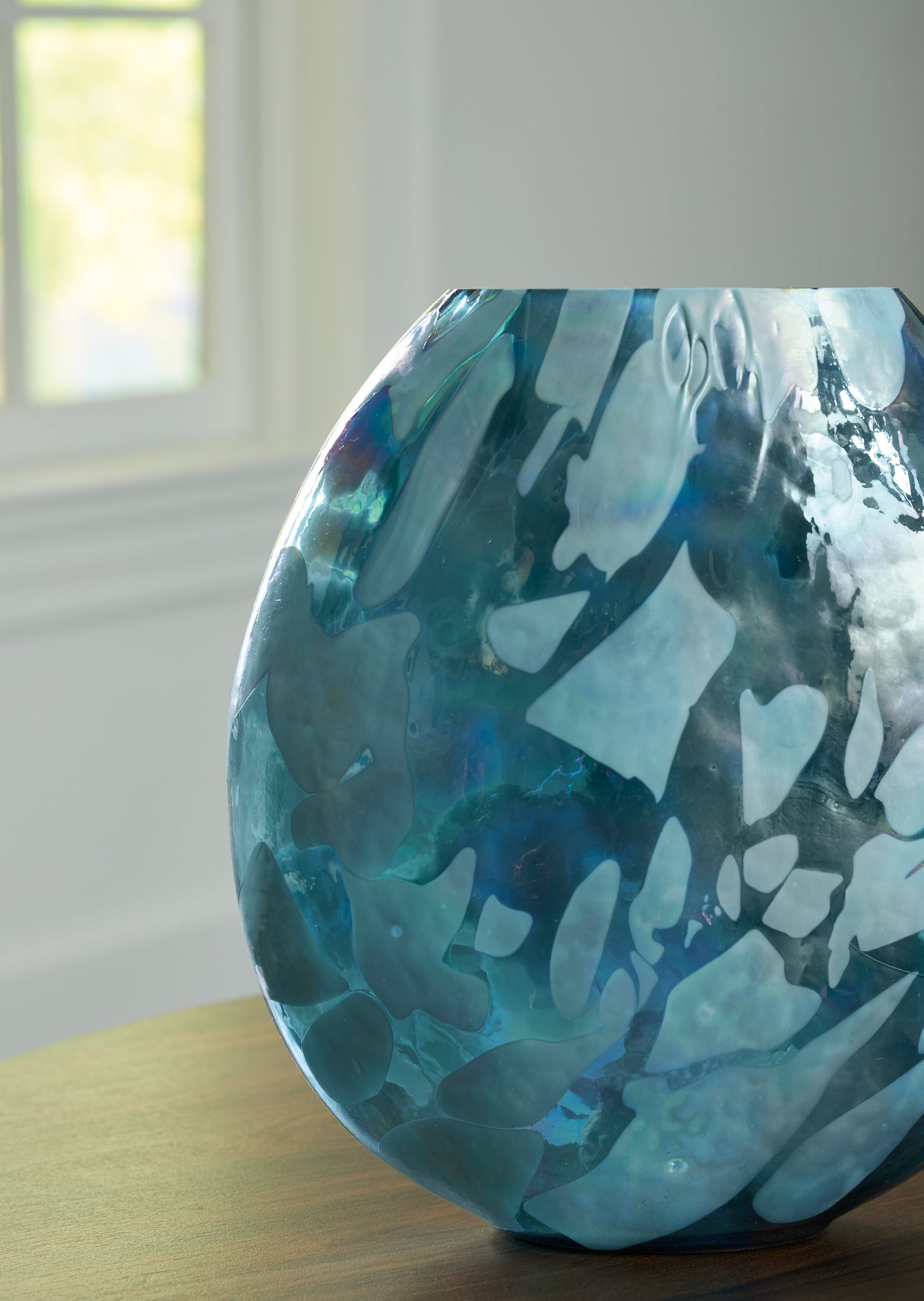 Cartshaw Iridescent Teal Vase- Viva Furn