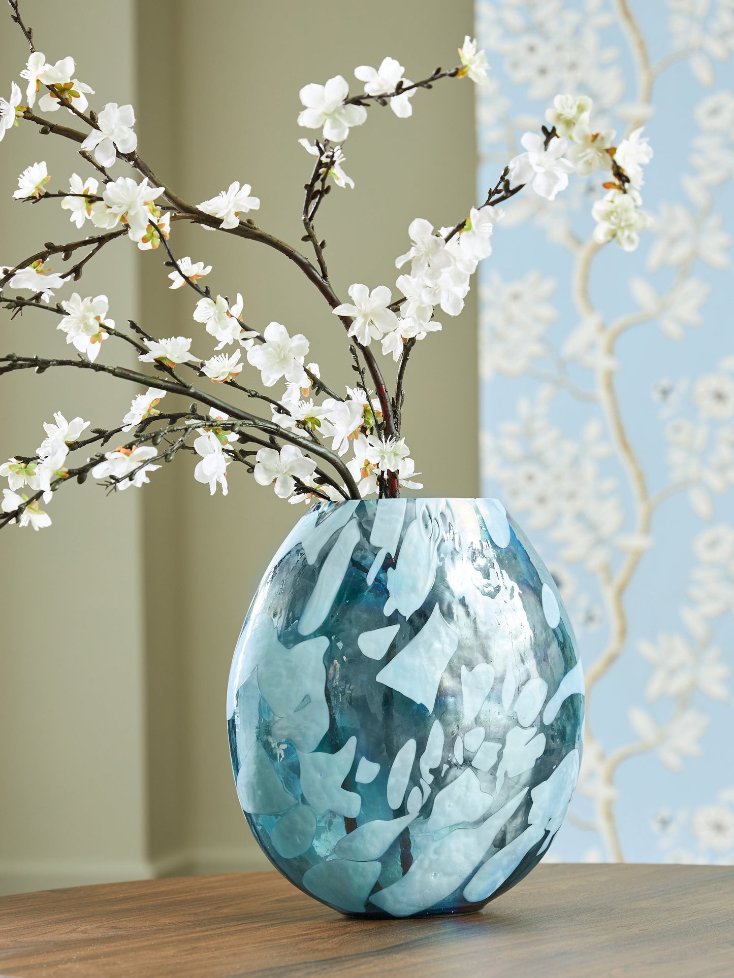 Cartshaw Iridescent Teal Vase- Viva Furn