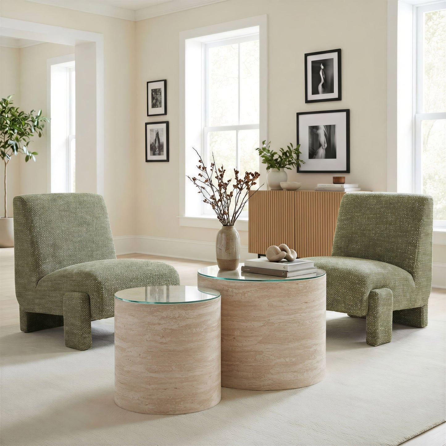 Carzo Stone Beige Coffee Table Set (2-Piece) - Ornate Home