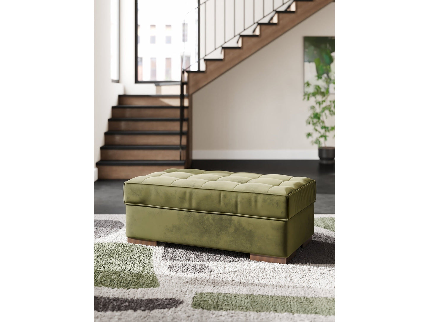 Caspian-Town Olive Oversized Accent Ottoman- Viva Furn