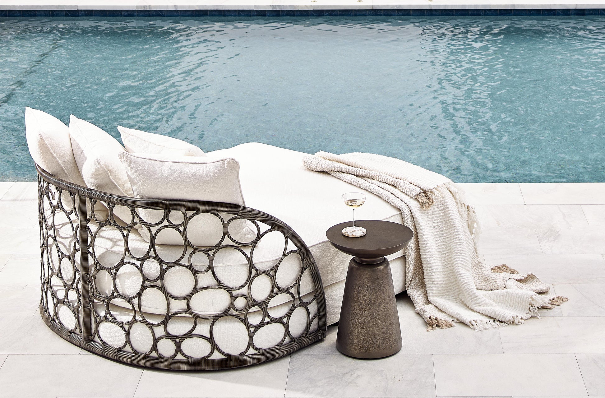 Catalan Matte Graphite Outdoor Accent Table - Ornate Home