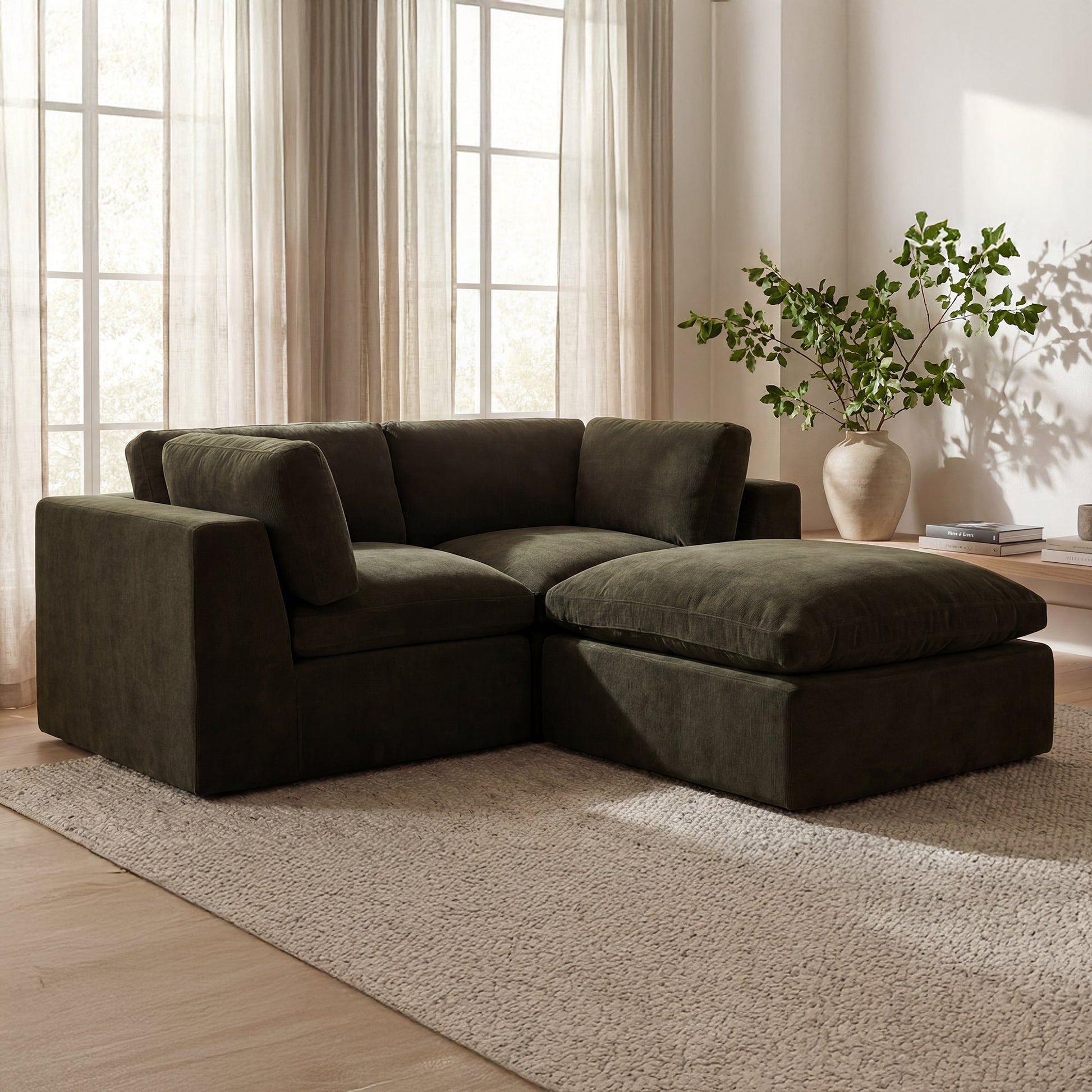 Cates Dark Green Ottoman - Ornate Home