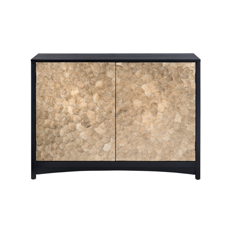 Cayman Black/Gold Capiz Shell 2 Door Cabinet - Ornate Home
