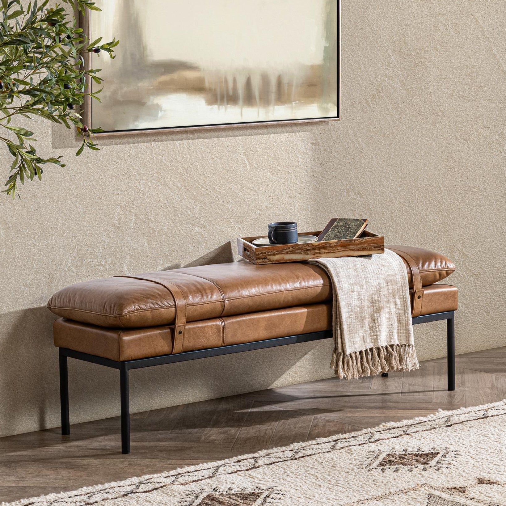Celiah Tan Accent Bench - Ornate Home