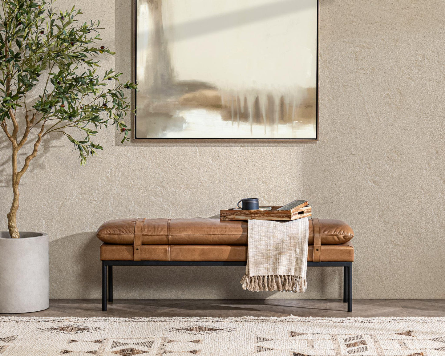 Celiah Tan Accent Bench - Ornate Home