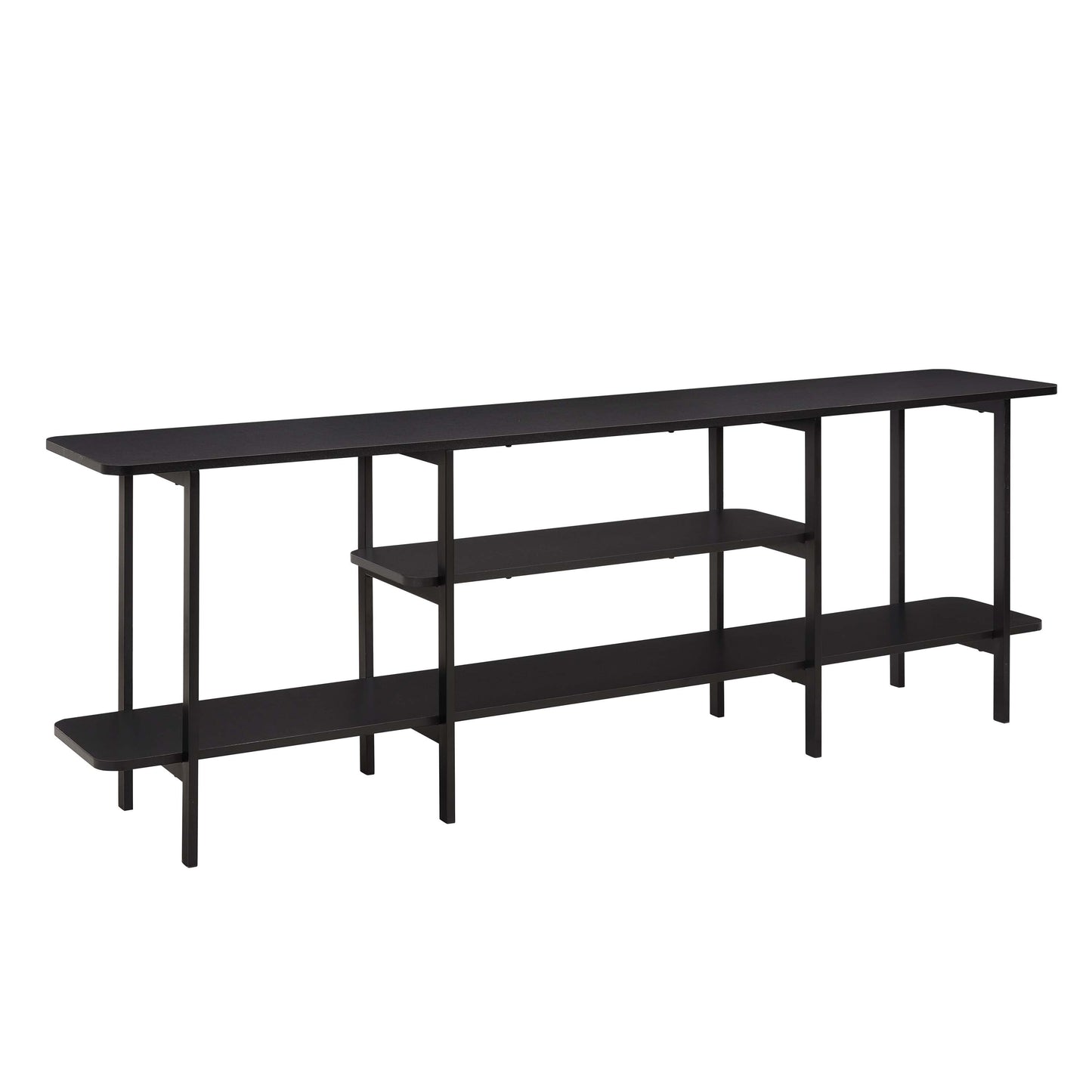Celine Side 3 Tier Shelf Table Console in Black - Ornate Home