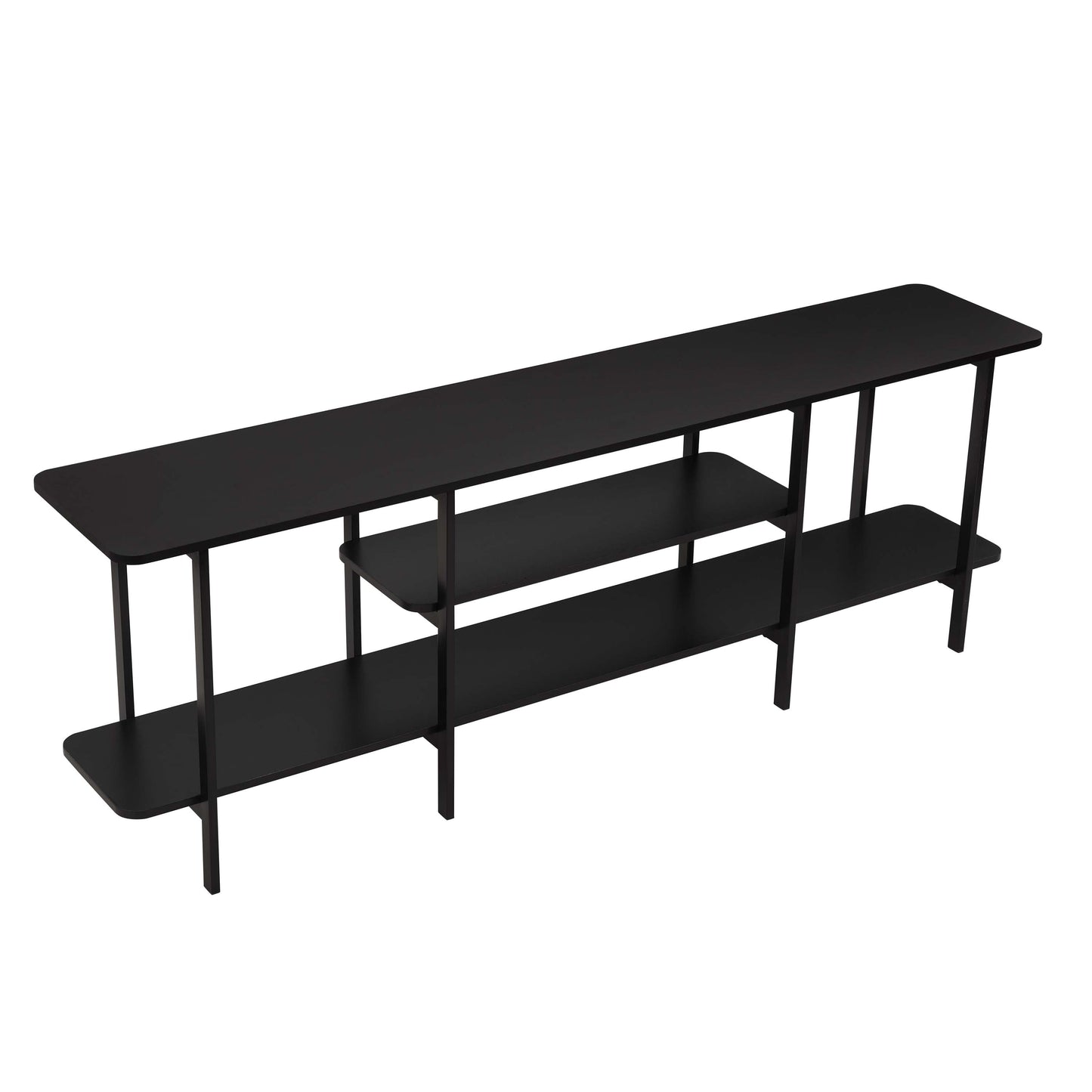 Celine Side 3 Tier Shelf Table Console in Black - Ornate Home