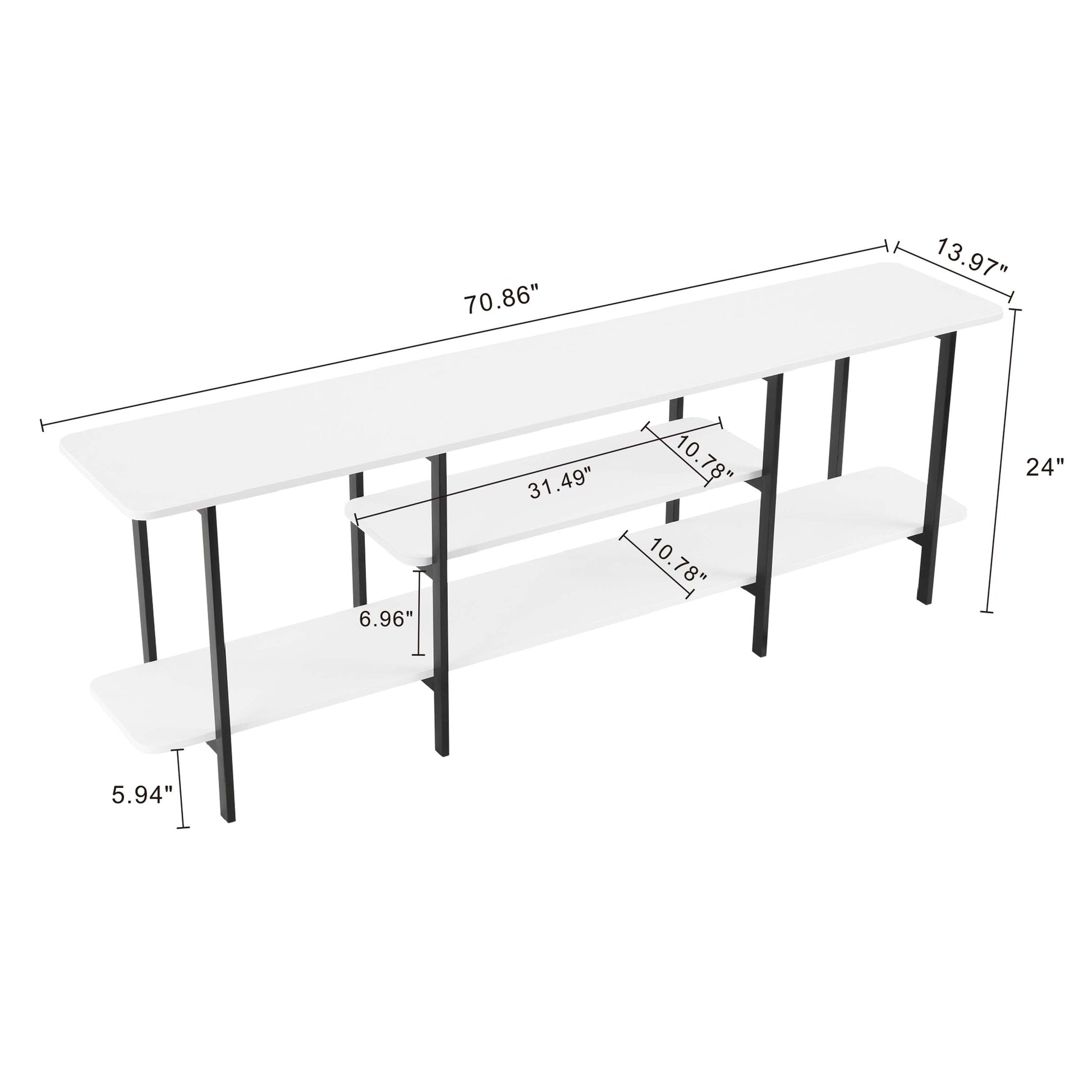 Celine Side 3 Tier Shelf Table Console in White - Ornate Home