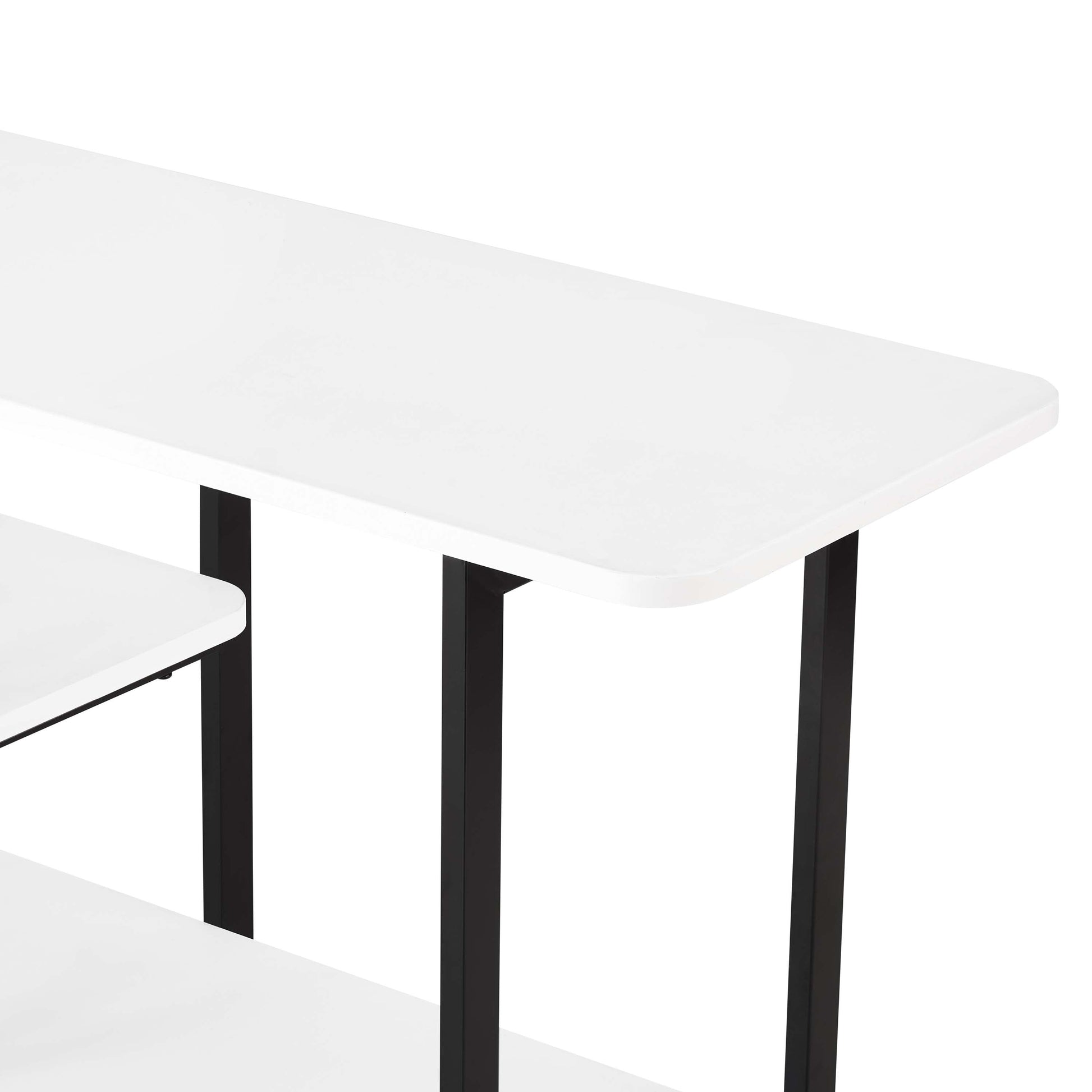 Celine Side 3 Tier Shelf Table Console in White - Ornate Home