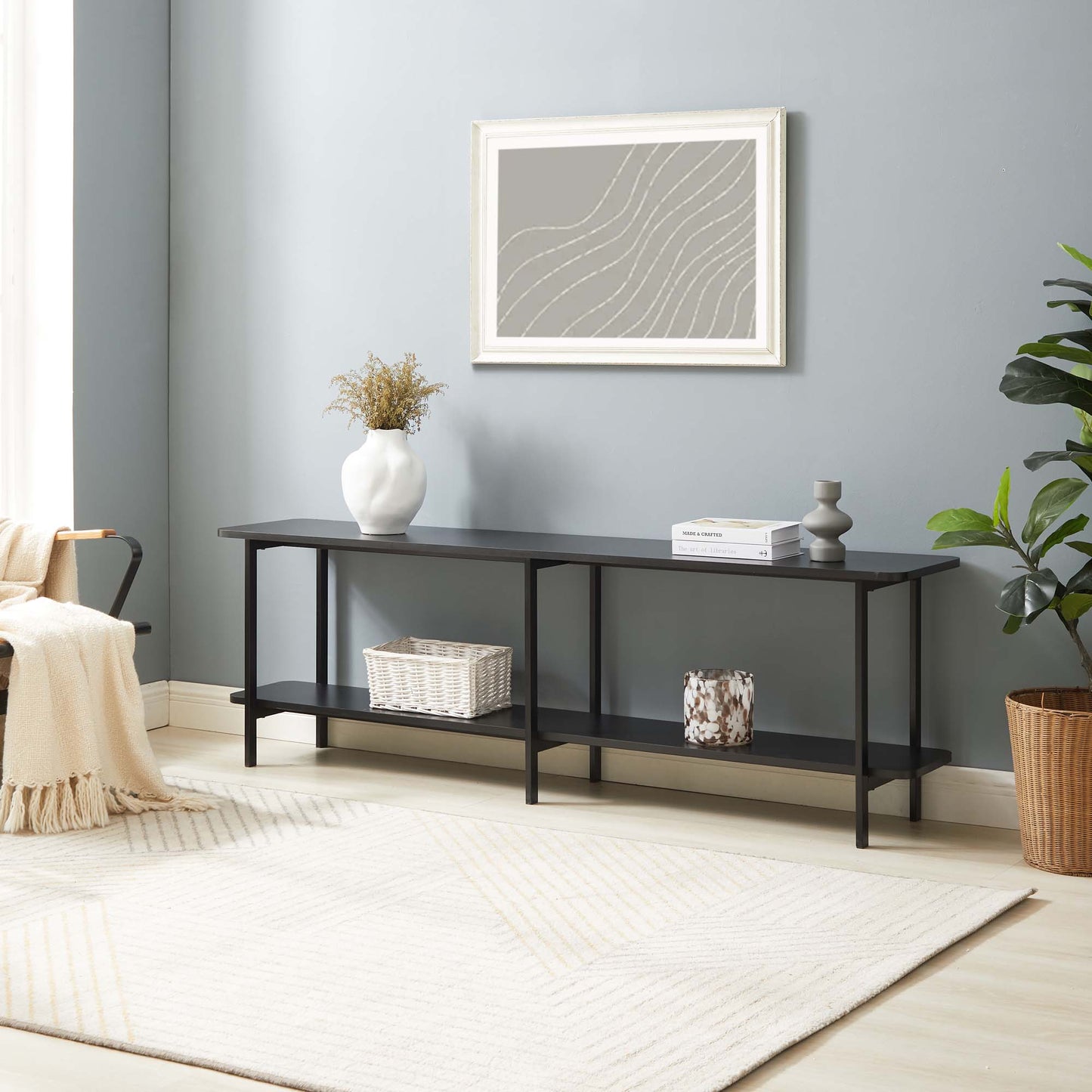Celine Side Table Console in Black - Ornate Home