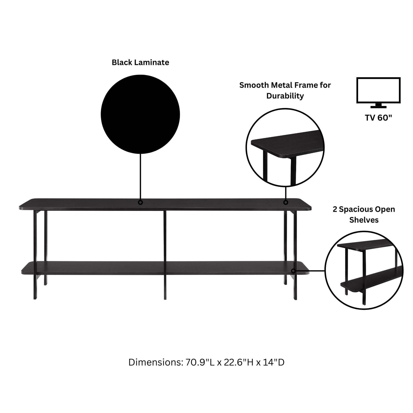 Celine Side Table Console in Black - Ornate Home