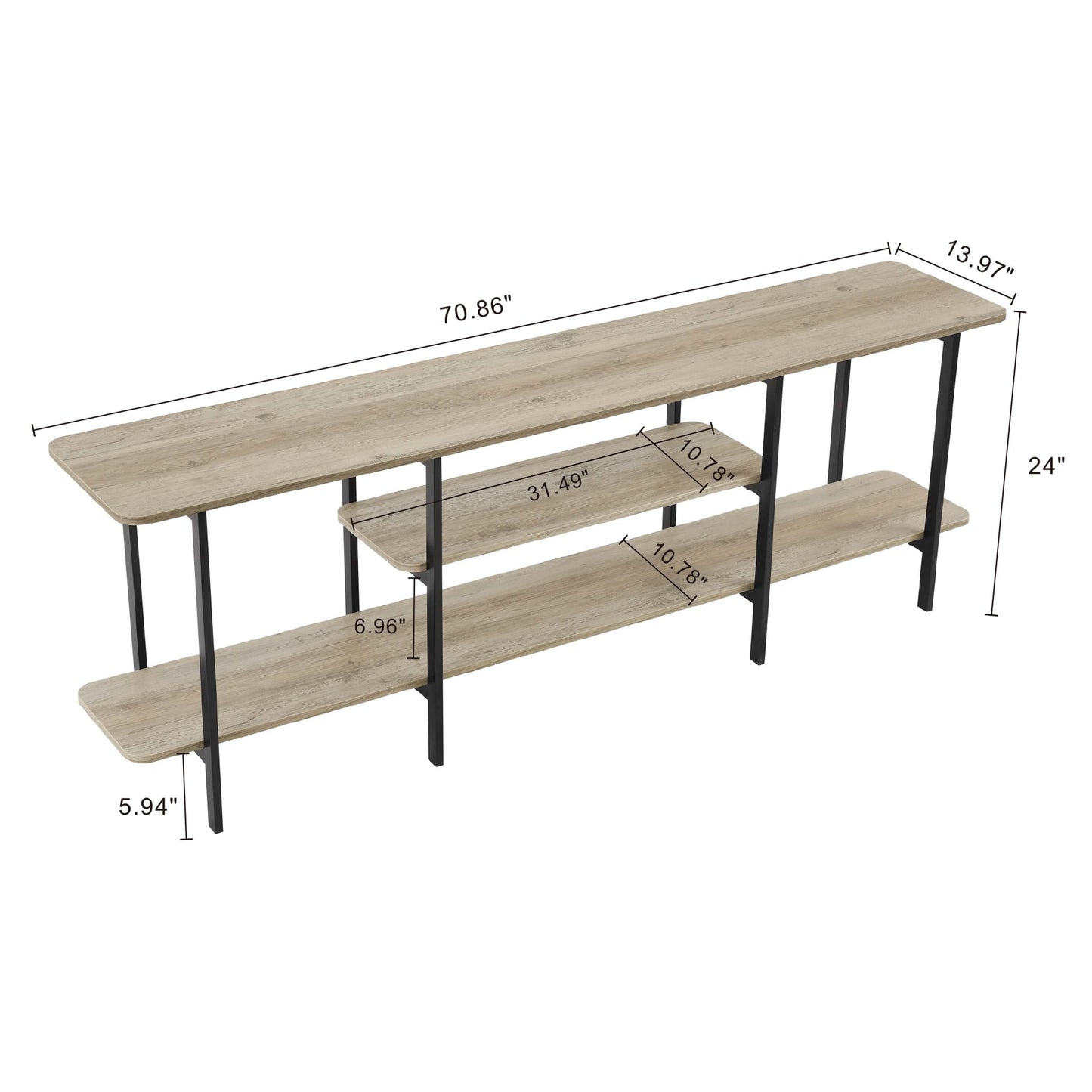 Celine Side Table Console in Rustic Grey - Ornate Home
