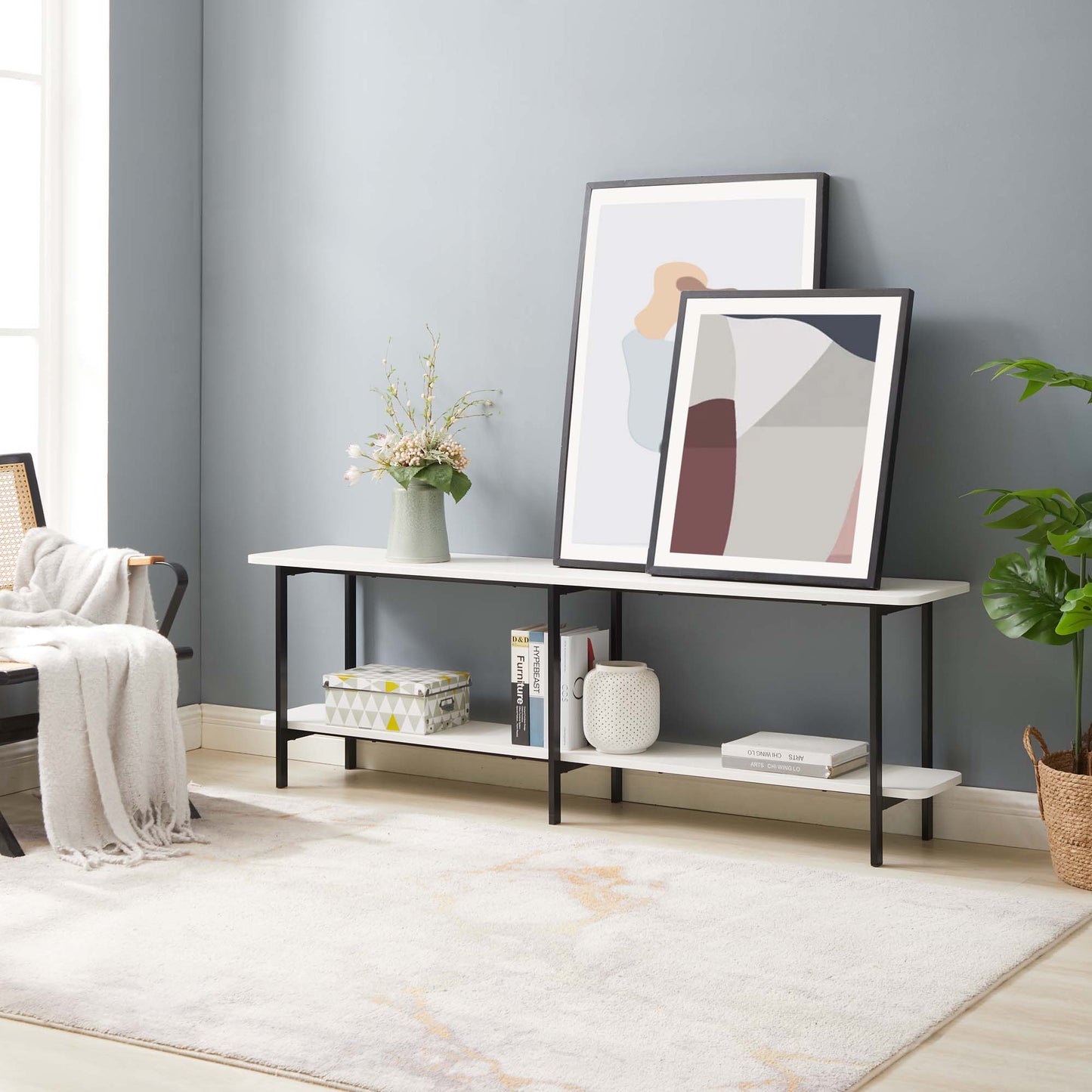 Celine Side Table Console in White - Ornate Home