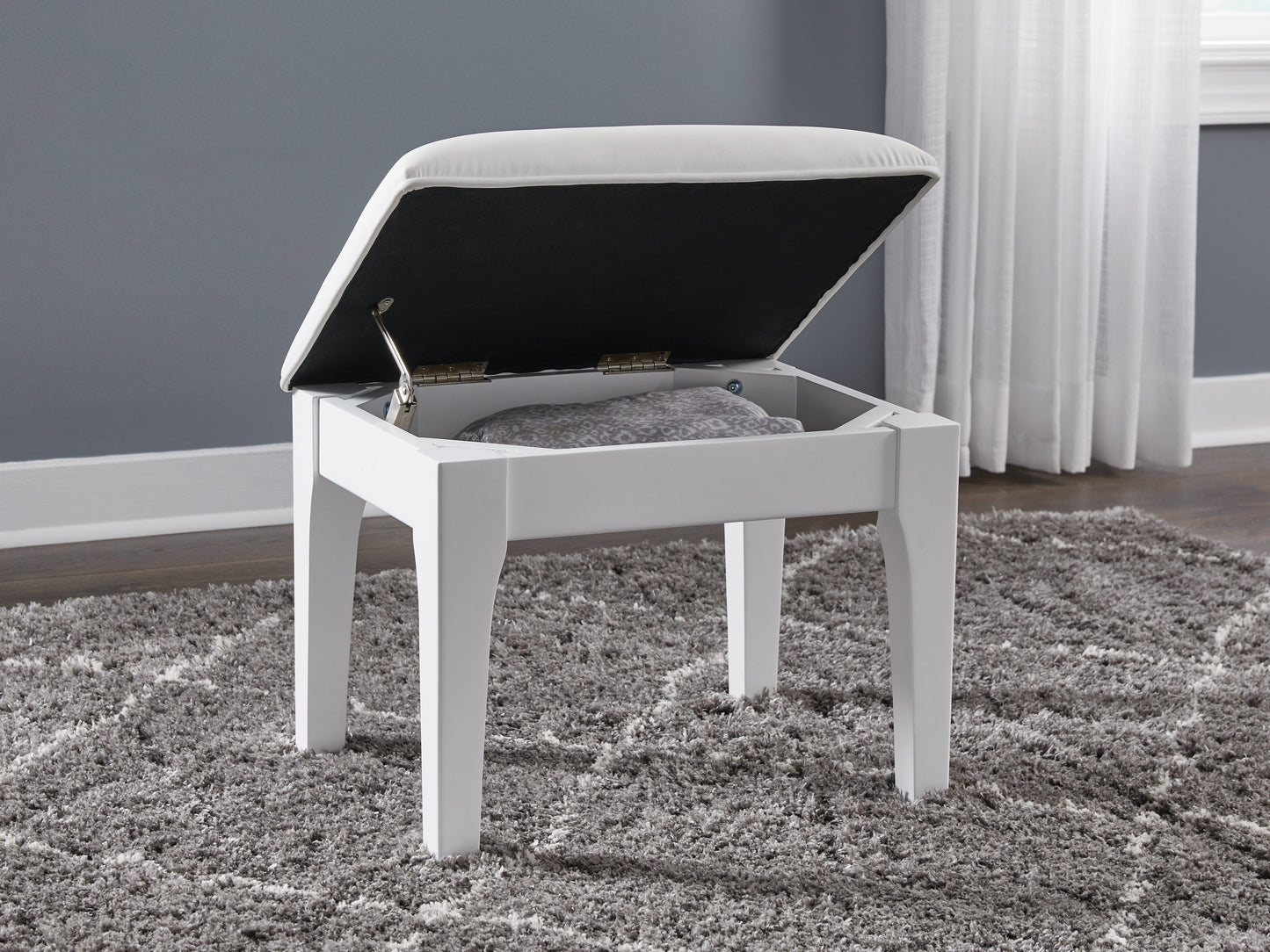 Chalanna White Vanity Stool- Viva Furn