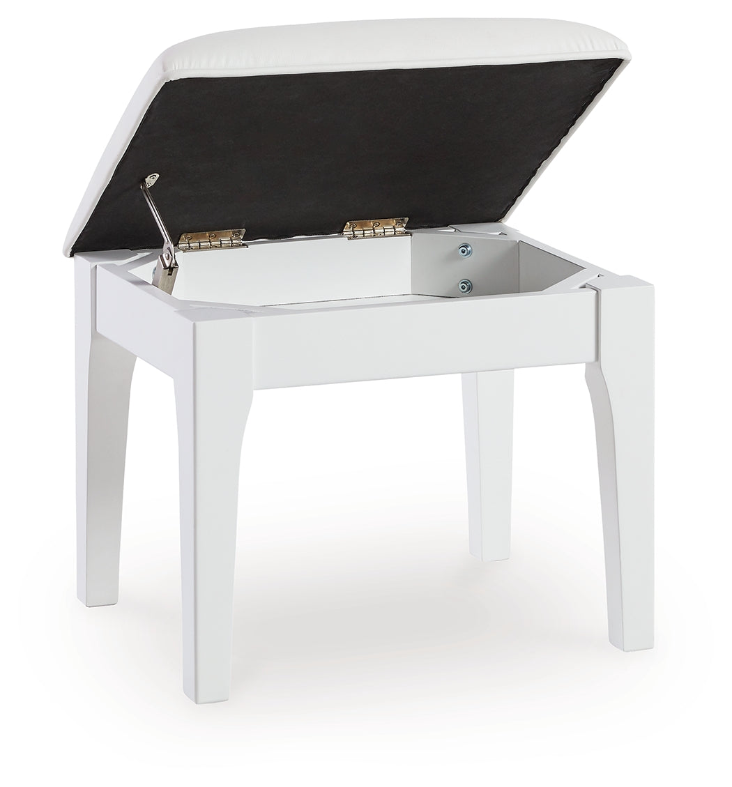 Chalanna White Vanity Stool- Viva Furn