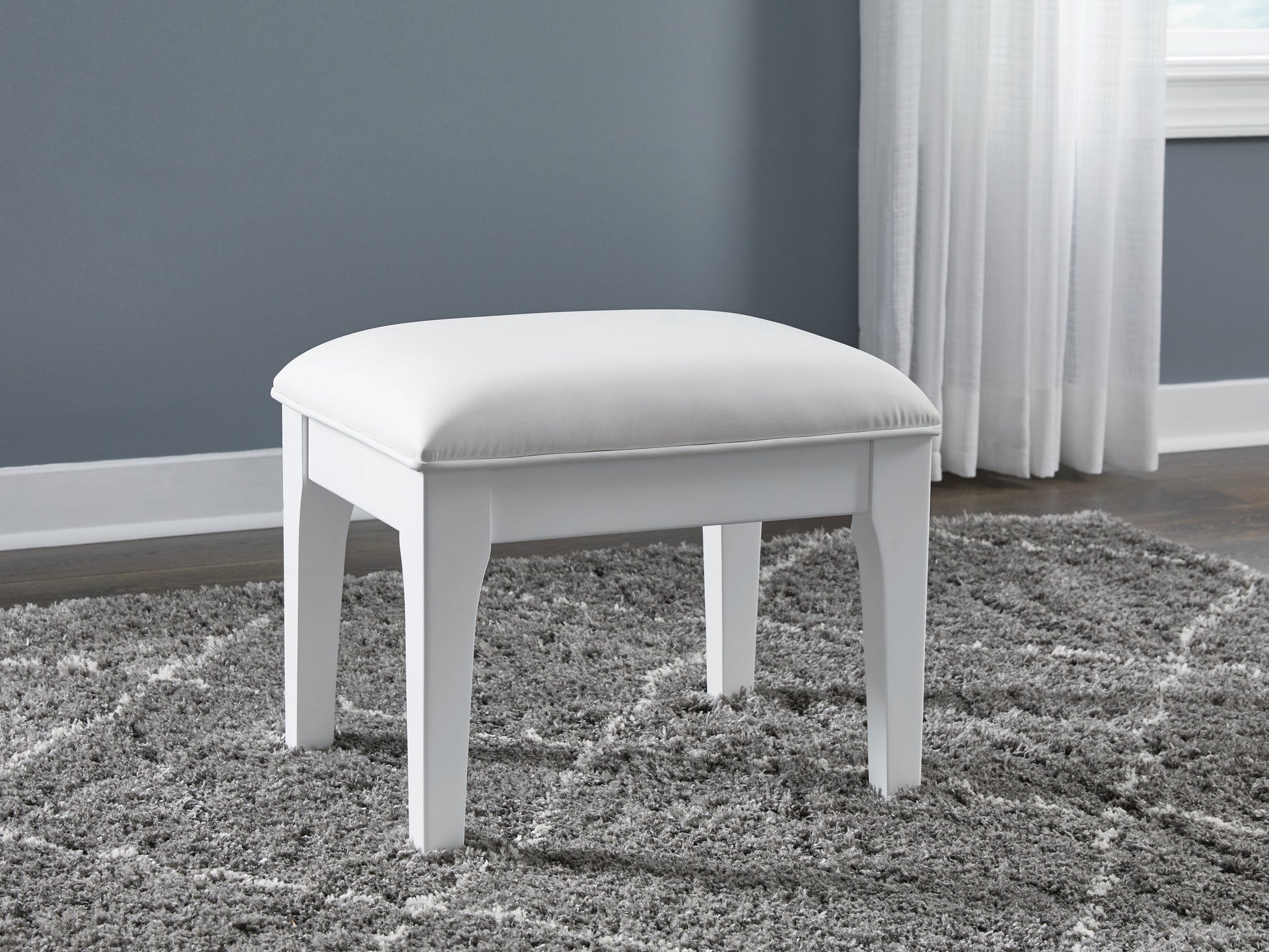 Chalanna White Vanity Stool- Viva Furn