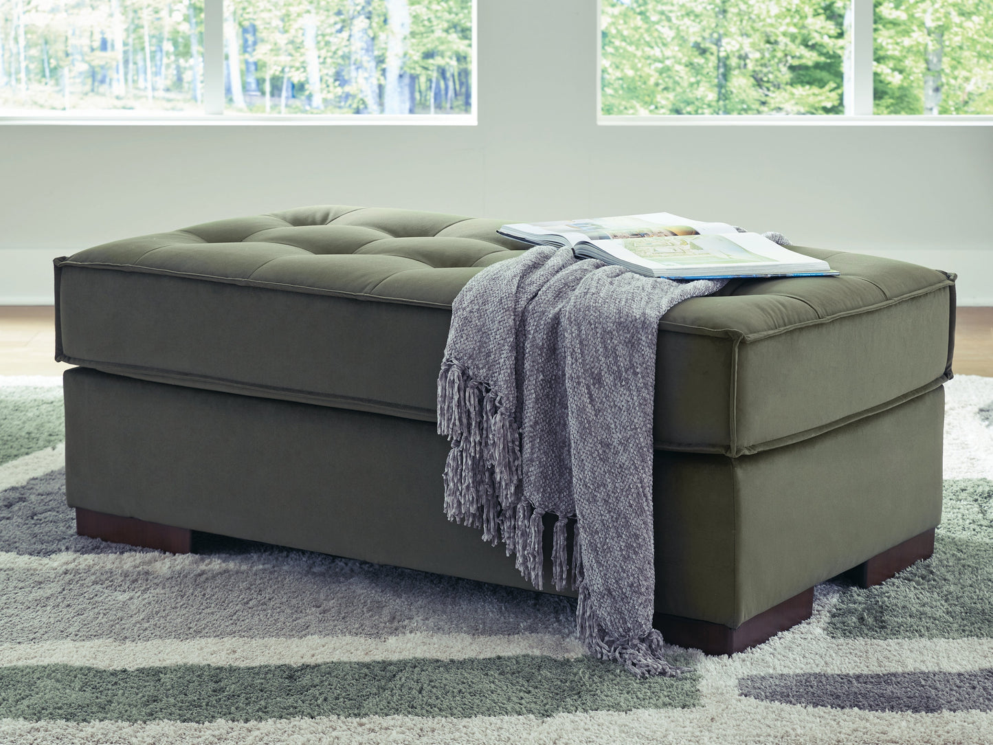 Chalcombe Olive Oversized Accent Ottoman- Viva Furn