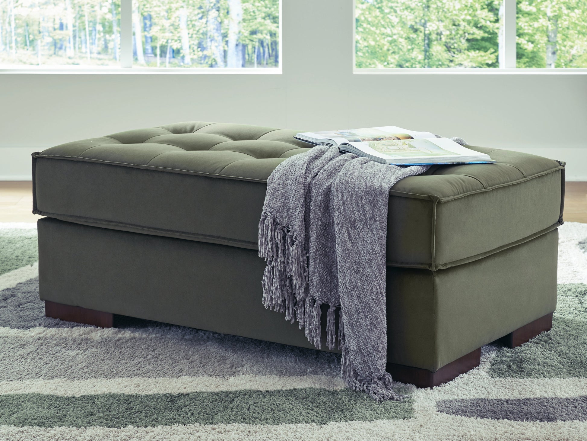 Chalcombe Olive Oversized Accent Ottoman- Viva Furn