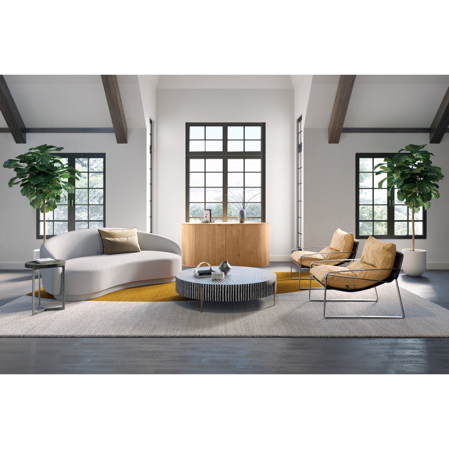 Chameau Black/White Medium Coffee Table - Ornate Home