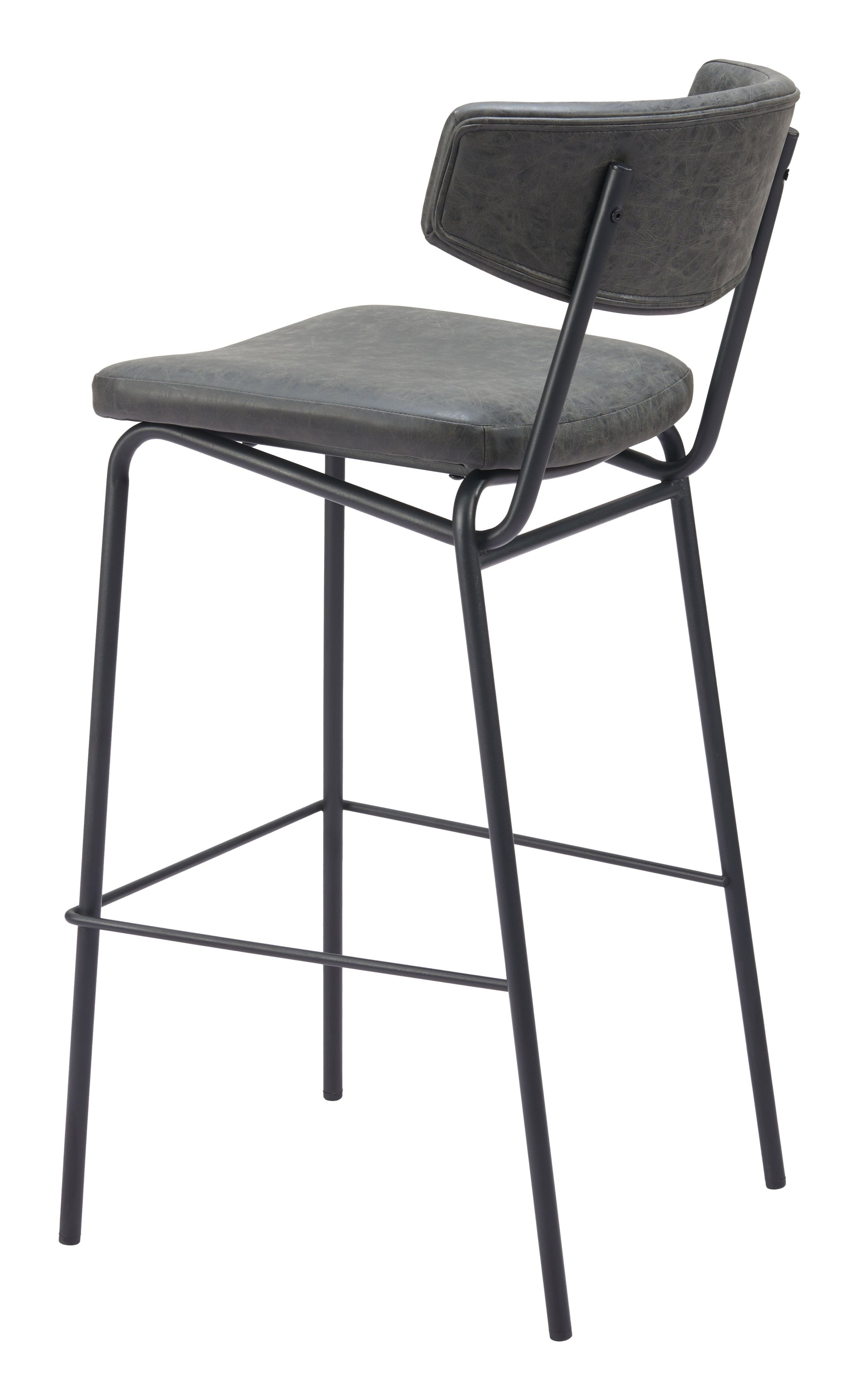 Charon Vintage Black Barstool (Set of 2) - Ornate Home