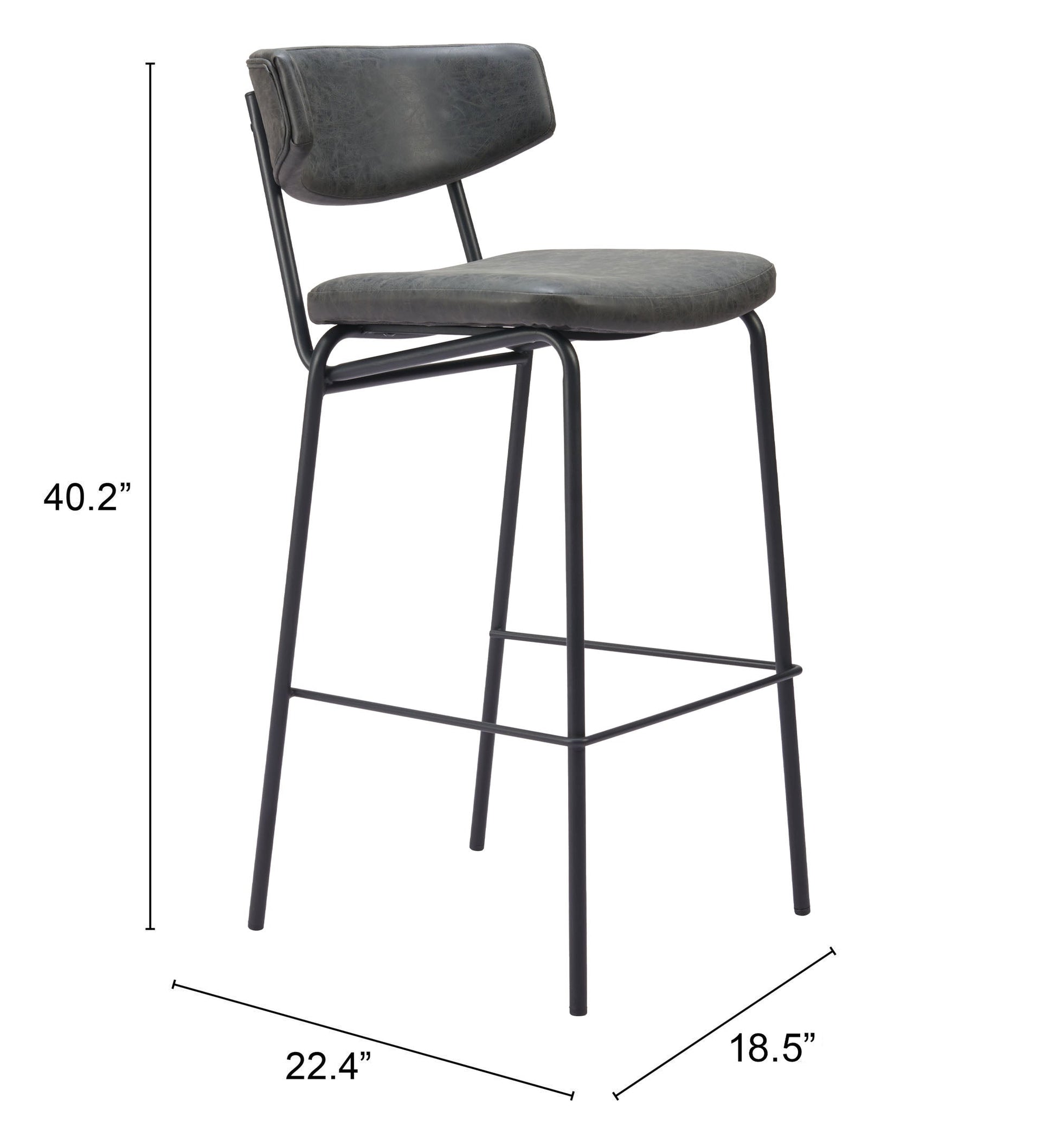 Charon Vintage Black Barstool (Set of 2) - Ornate Home