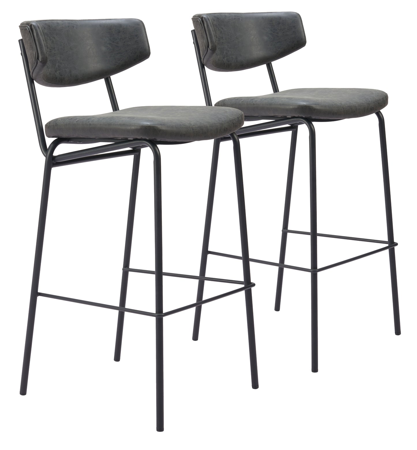 Charon Vintage Black Barstool (Set of 2) - Ornate Home