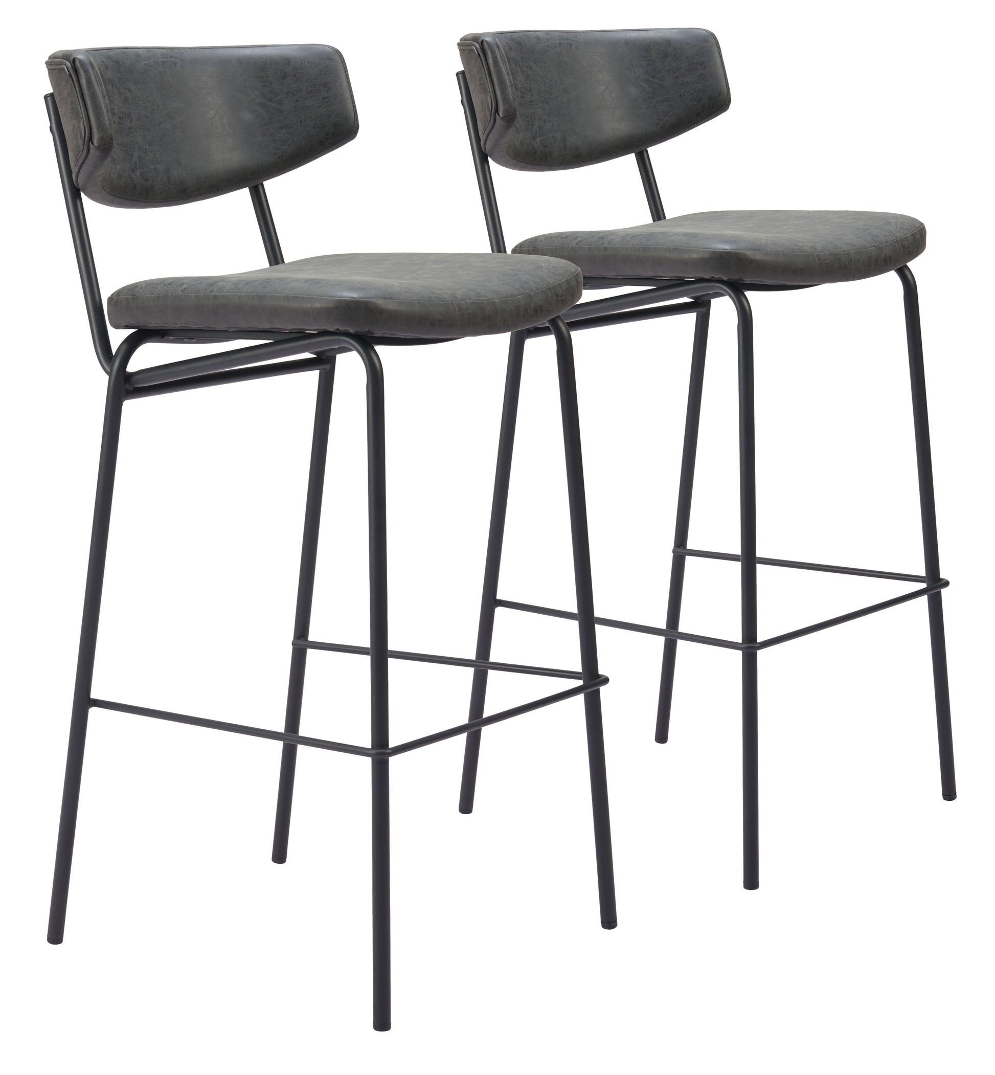 Charon Vintage Black Barstool (Set of 2) - Ornate Home