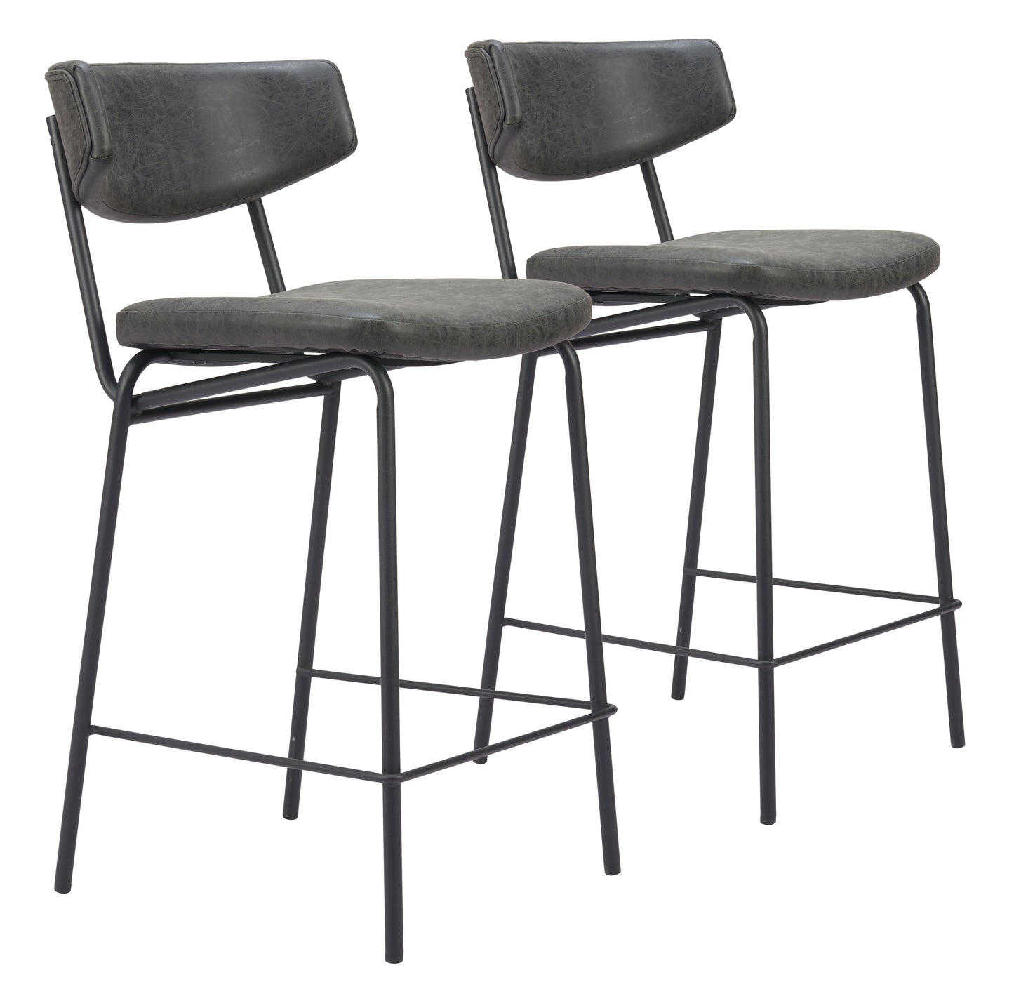 Charon Vintage Black Counter Stool (Set of 2) - Ornate Home