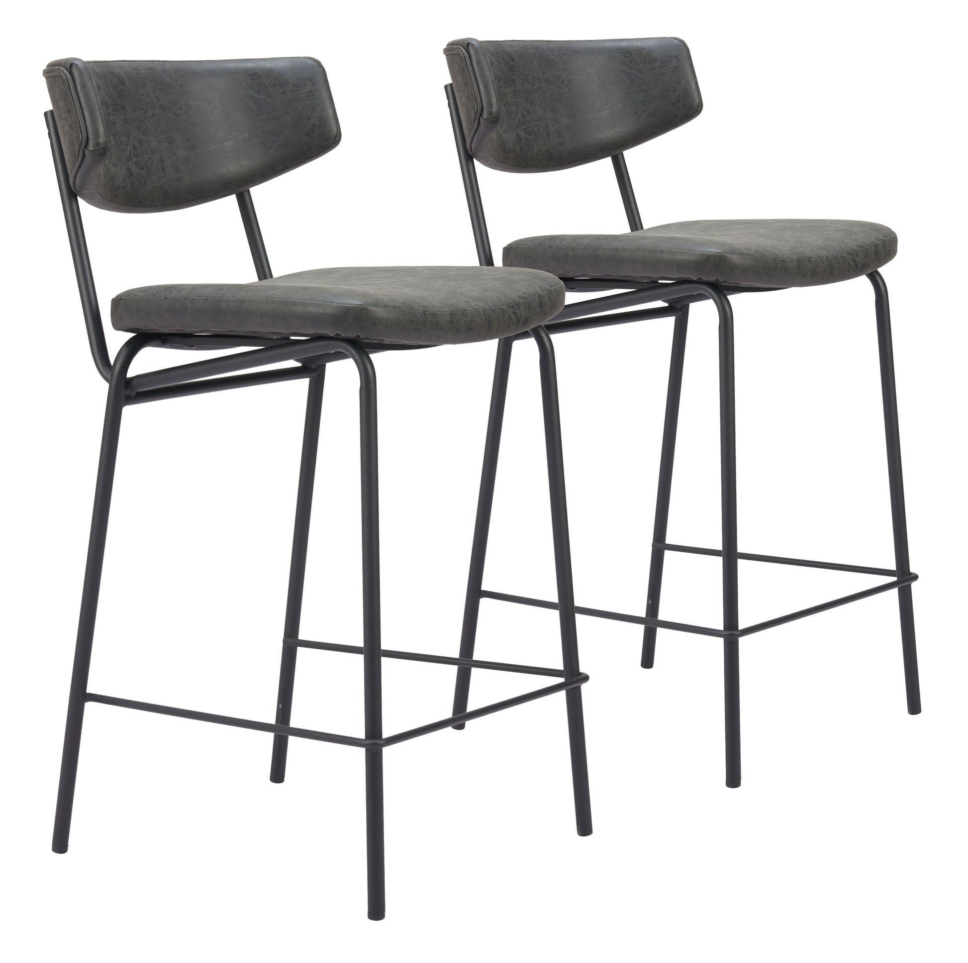 Charon Vintage Black Counter Stool (Set of 2) - Ornate Home