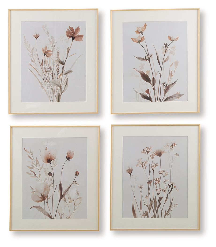 Chettings Beige/Gray/Blush Wall Art Set (Set of 4)- Viva Furn