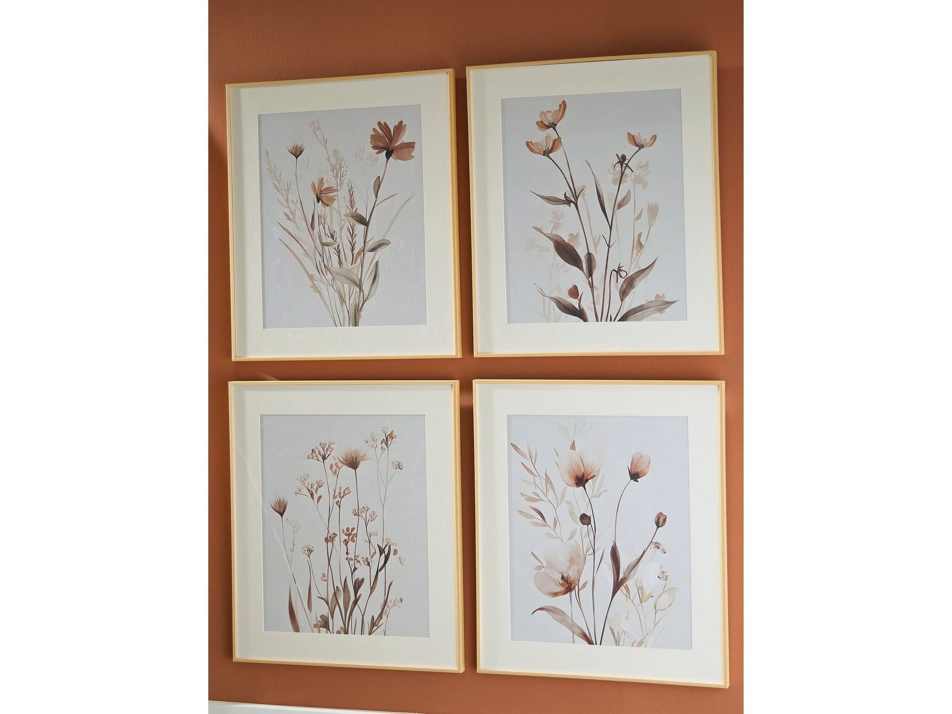 Chettings Beige/Gray/Blush Wall Art Set (Set of 4)- Viva Furn