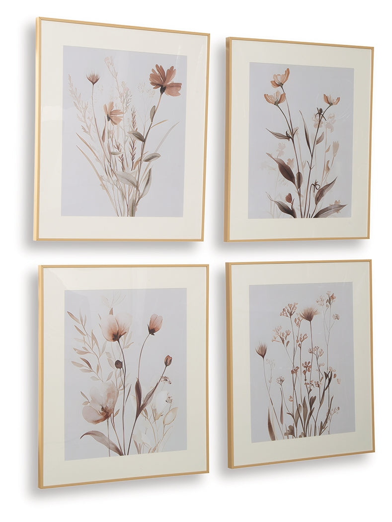 Chettings Beige/Gray/Blush Wall Art Set (Set of 4)- Viva Furn